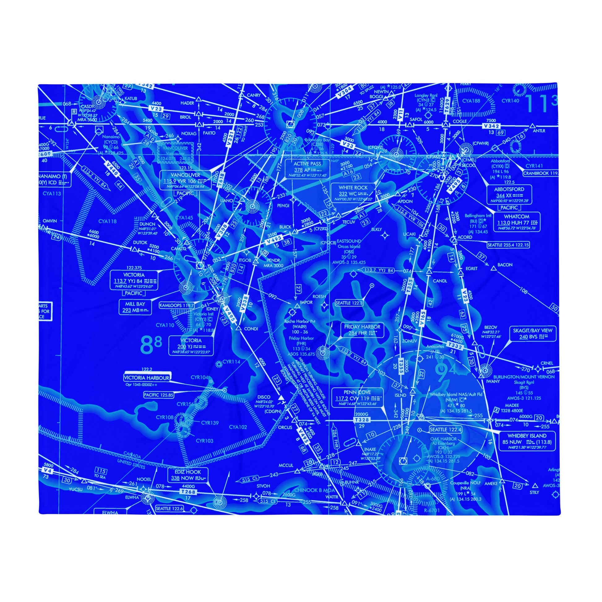 Aeronautical Chart throw blanket (blue)