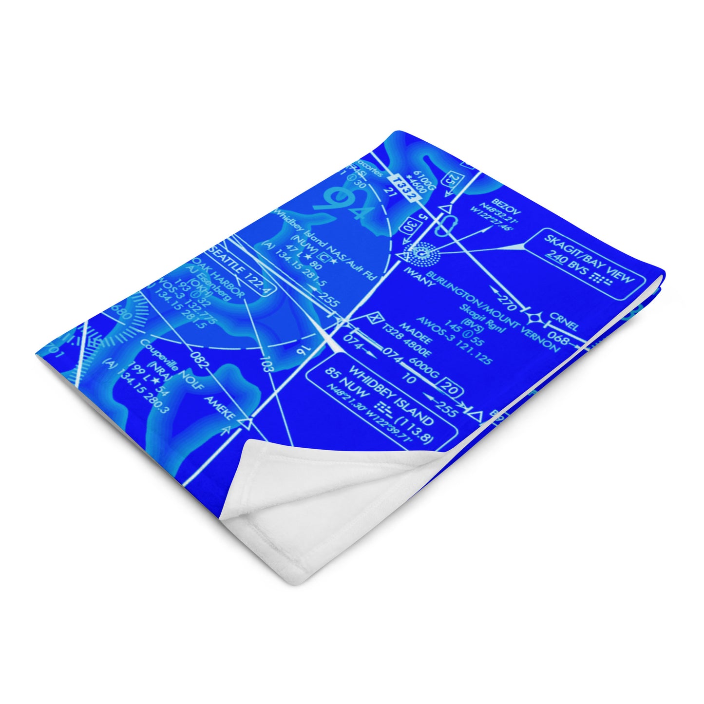 Aeronautical Chart throw blanket (blue)