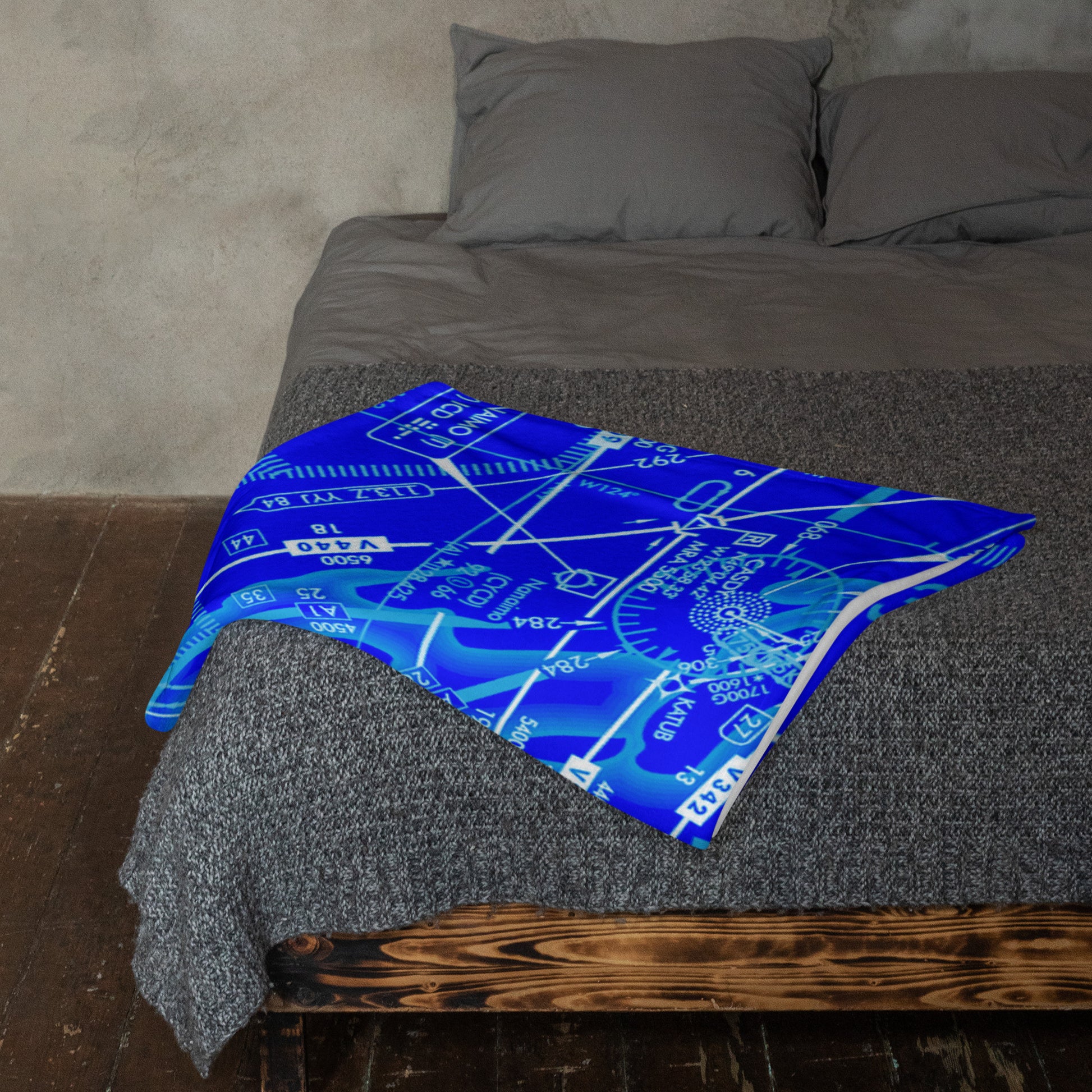 Aeronautical Chart throw blanket (blue)