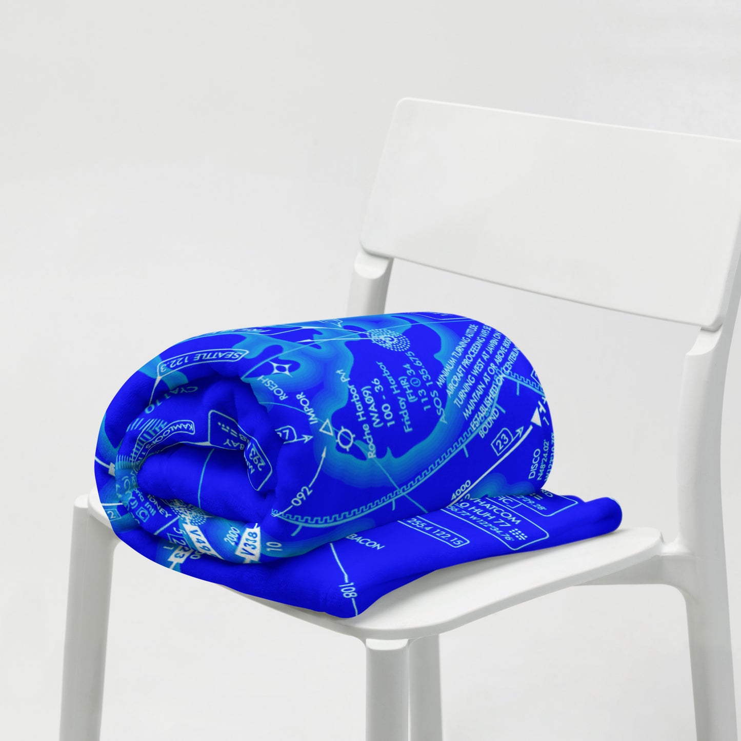 Aeronautical Chart throw blanket (blue)