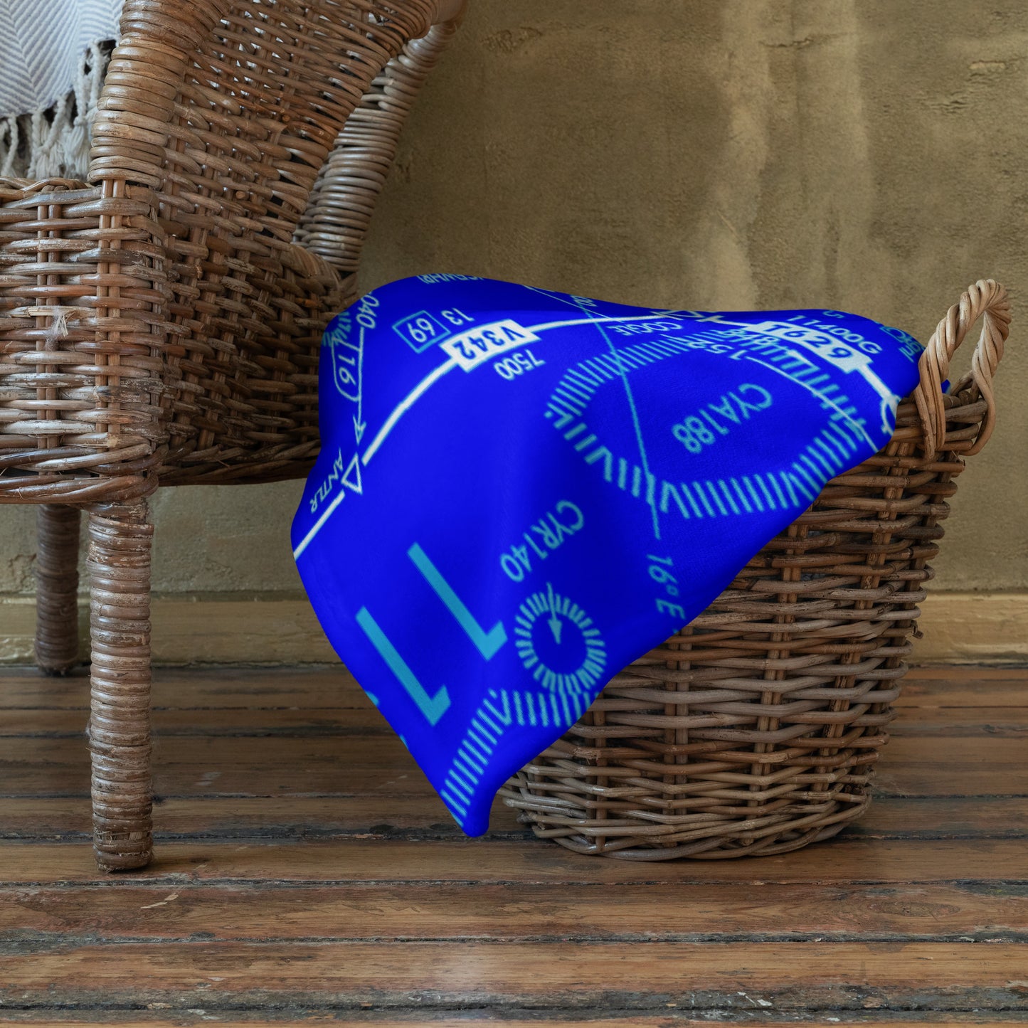 Aeronautical Chart throw blanket (blue)