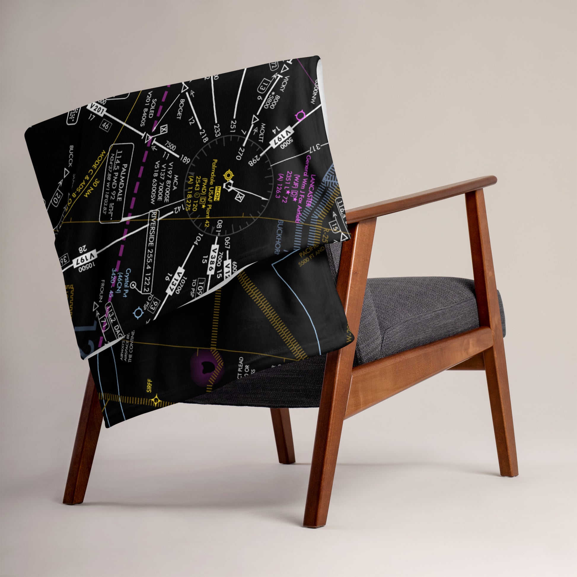Aeronautical Chart - throw blanket (invert 2)