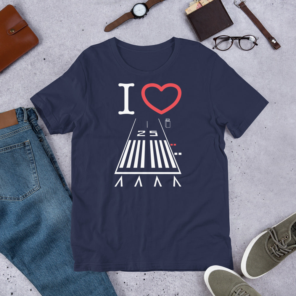 Hawthorne Airport Runway 25 / Runway 7 - Short-Sleeve T-Shirt