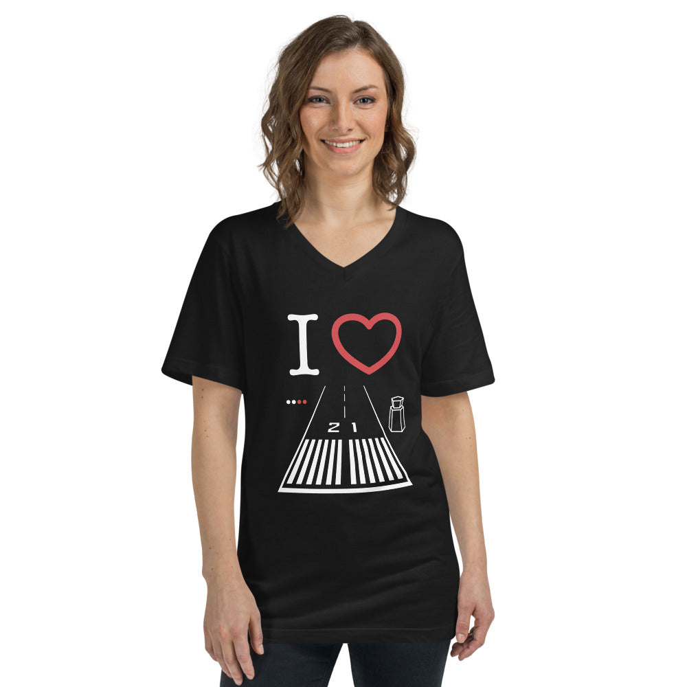 Santa Monica Airport Runway 21 - Short Sleeve V-Neck T-Shirt
