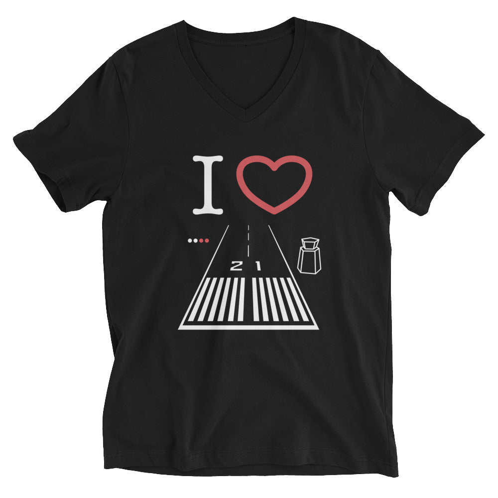 Santa Monica Airport Runway 21 - Short Sleeve V-Neck T-Shirt