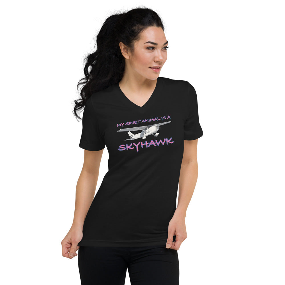 My Spirit Animal is a Skyhawk - Short Sleeve V-Neck T-Shirt