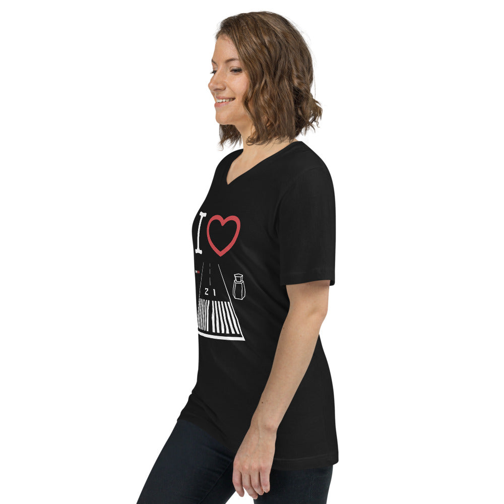 Santa Monica Airport Runway 21 - Short Sleeve V-Neck T-Shirt