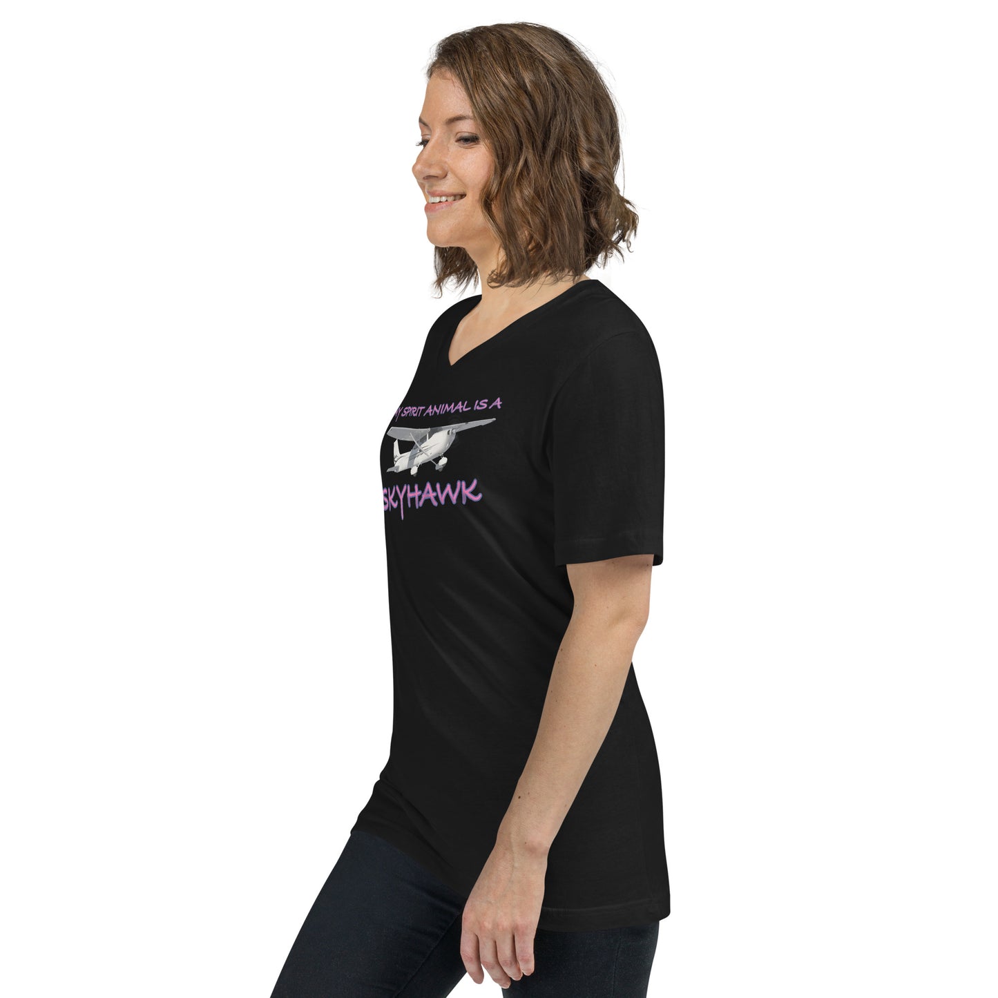 My Spirit Animal is a Skyhawk - Short Sleeve V-Neck T-Shirt