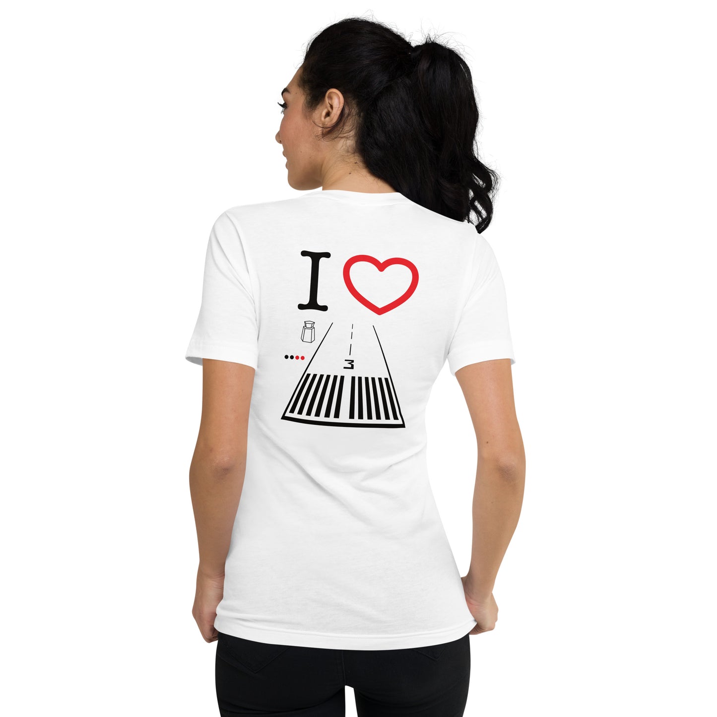 Santa Monica Airport Runway 21 / 3 - short sleeve v-neck T-Shirt (white)