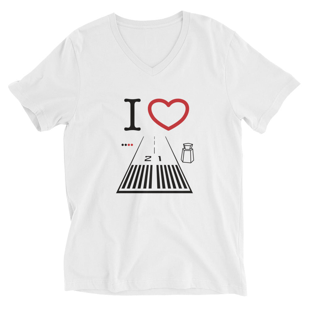 Santa Monica Airport Runway 21 - Short Sleeve V-Neck T-Shirt