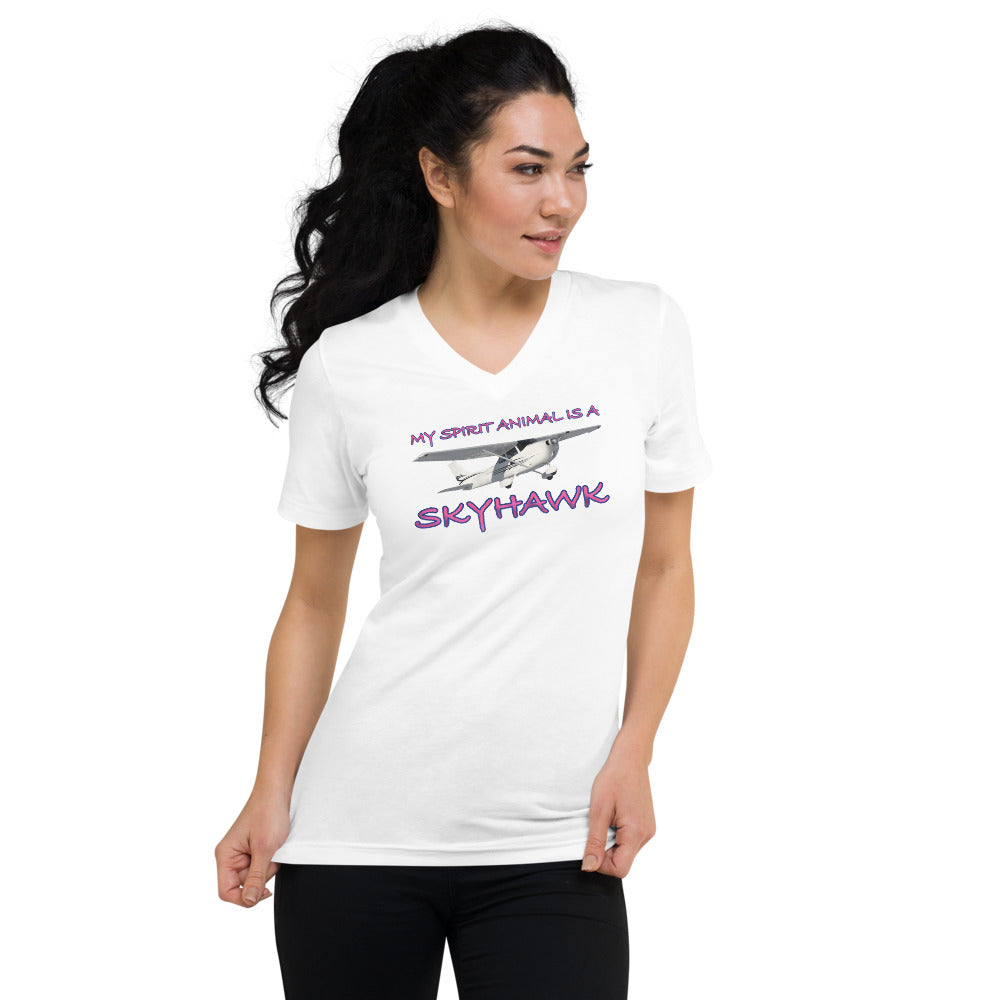 My Spirit Animal is a Skyhawk - Short Sleeve V-Neck T-Shirt