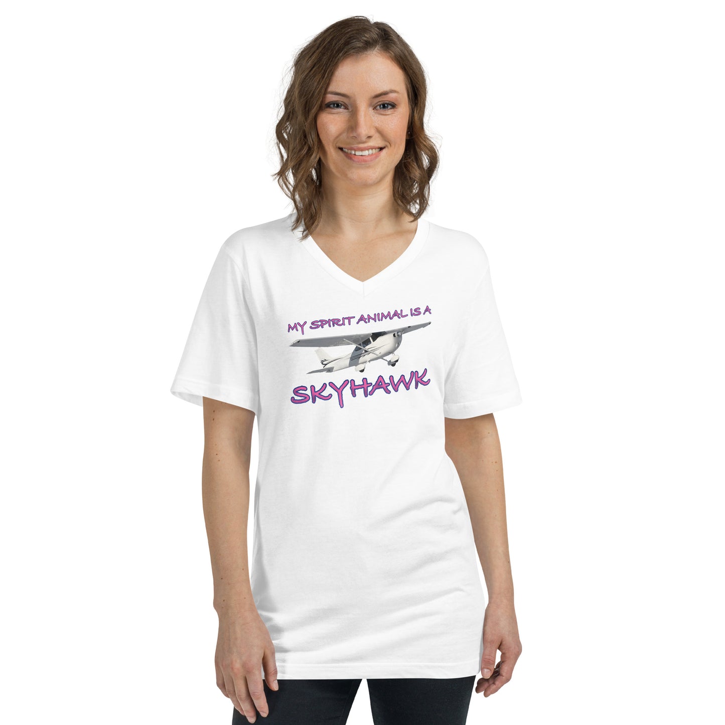 My Spirit Animal is a Skyhawk - Short Sleeve V-Neck T-Shirt