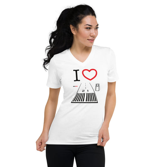 Santa Monica Airport Runway 21 / 3 - short sleeve v-neck T-Shirt (white)