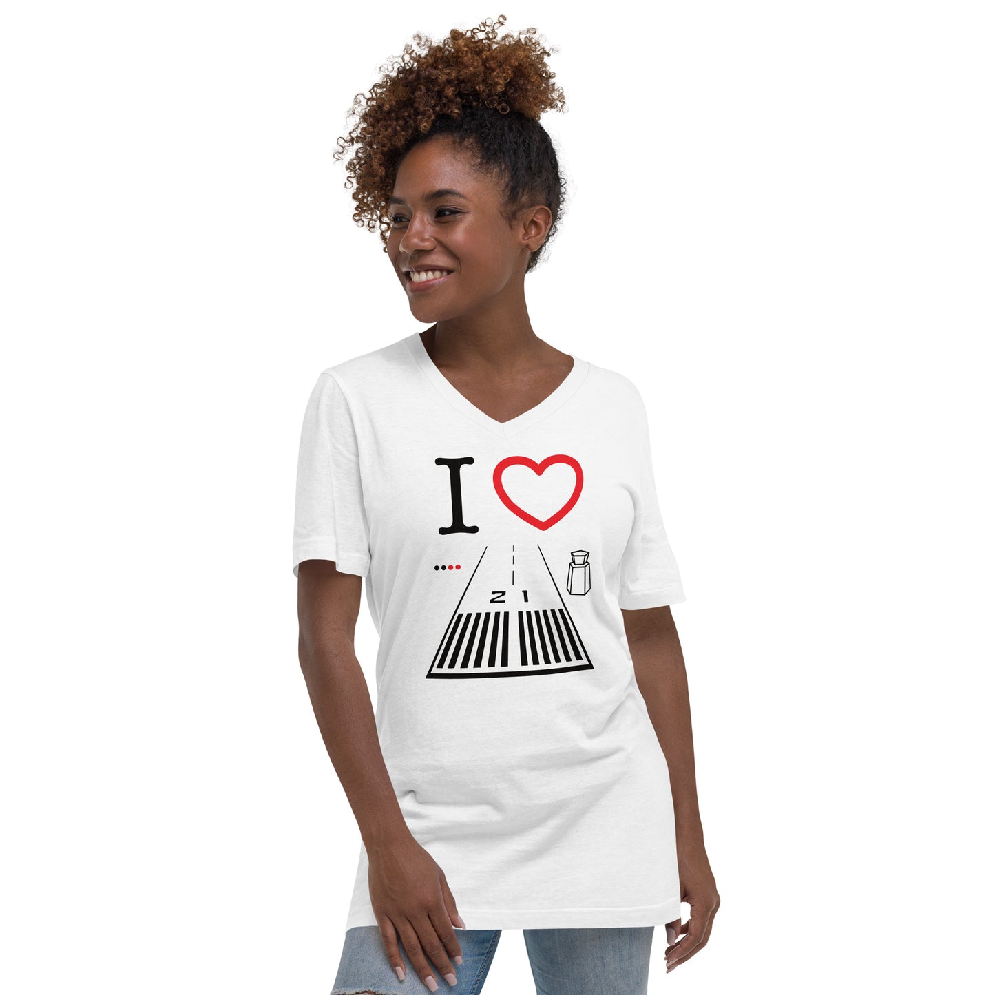 Santa Monica Airport Runway 21 / 3 - short sleeve v-neck T-Shirt (white)