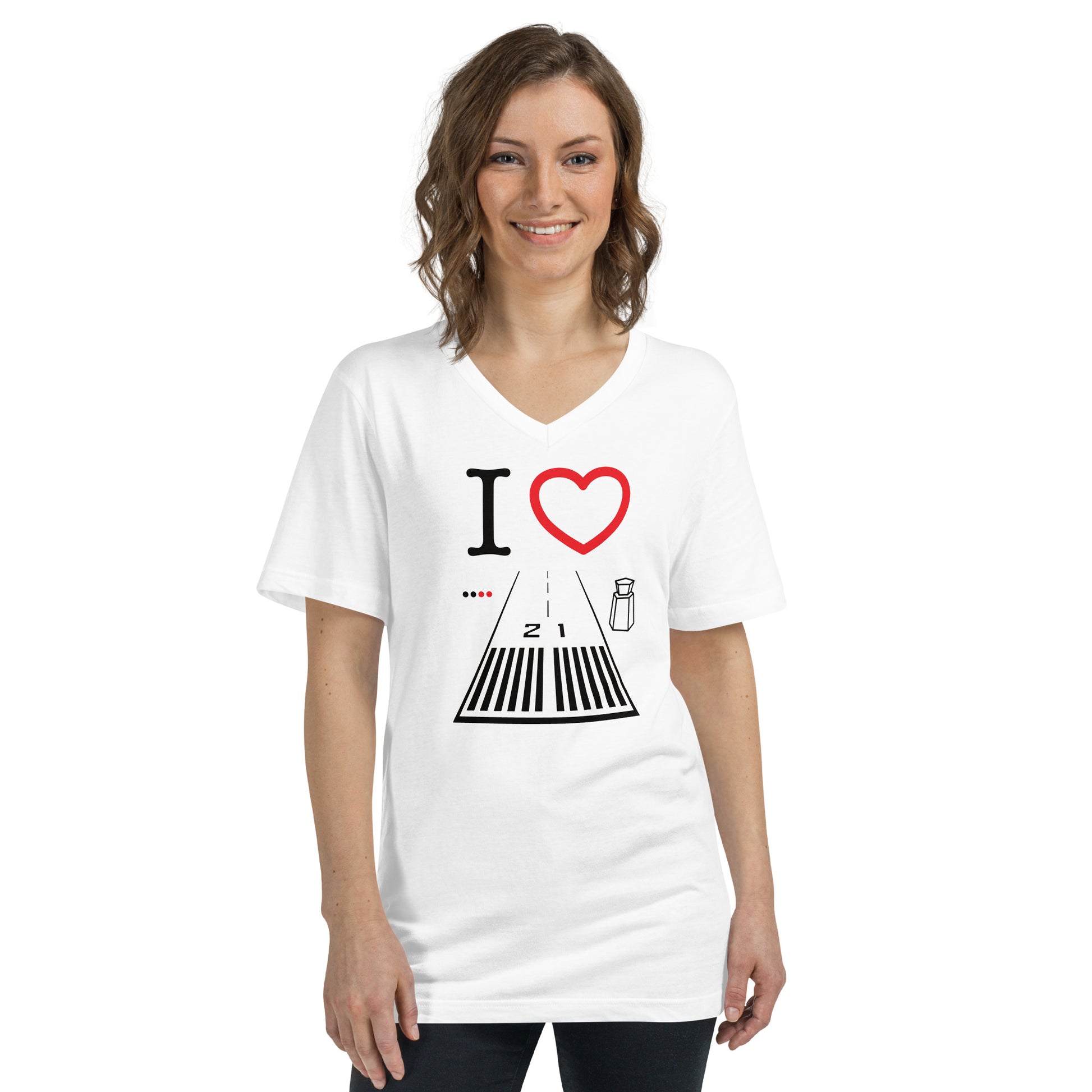 Santa Monica Airport Runway 21 / 3 - short sleeve v-neck T-Shirt (white)