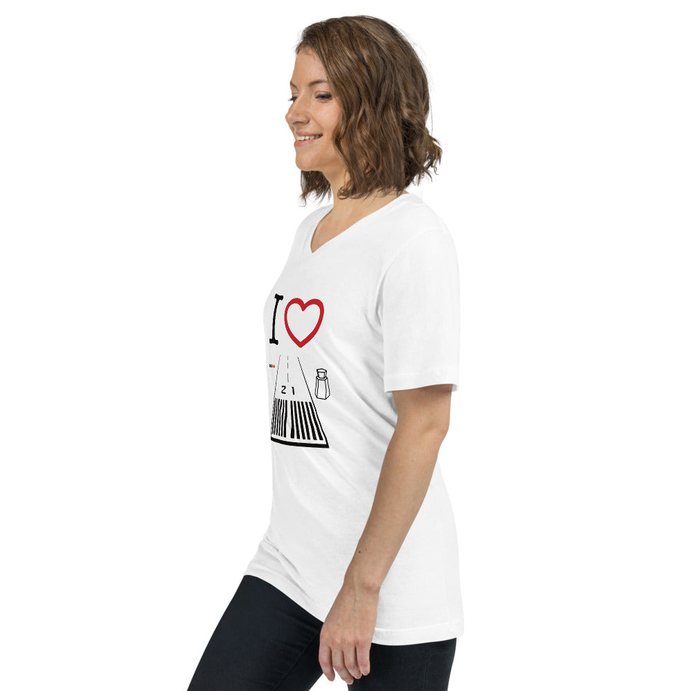 Santa Monica Airport Runway 21 - Short Sleeve V-Neck T-Shirt