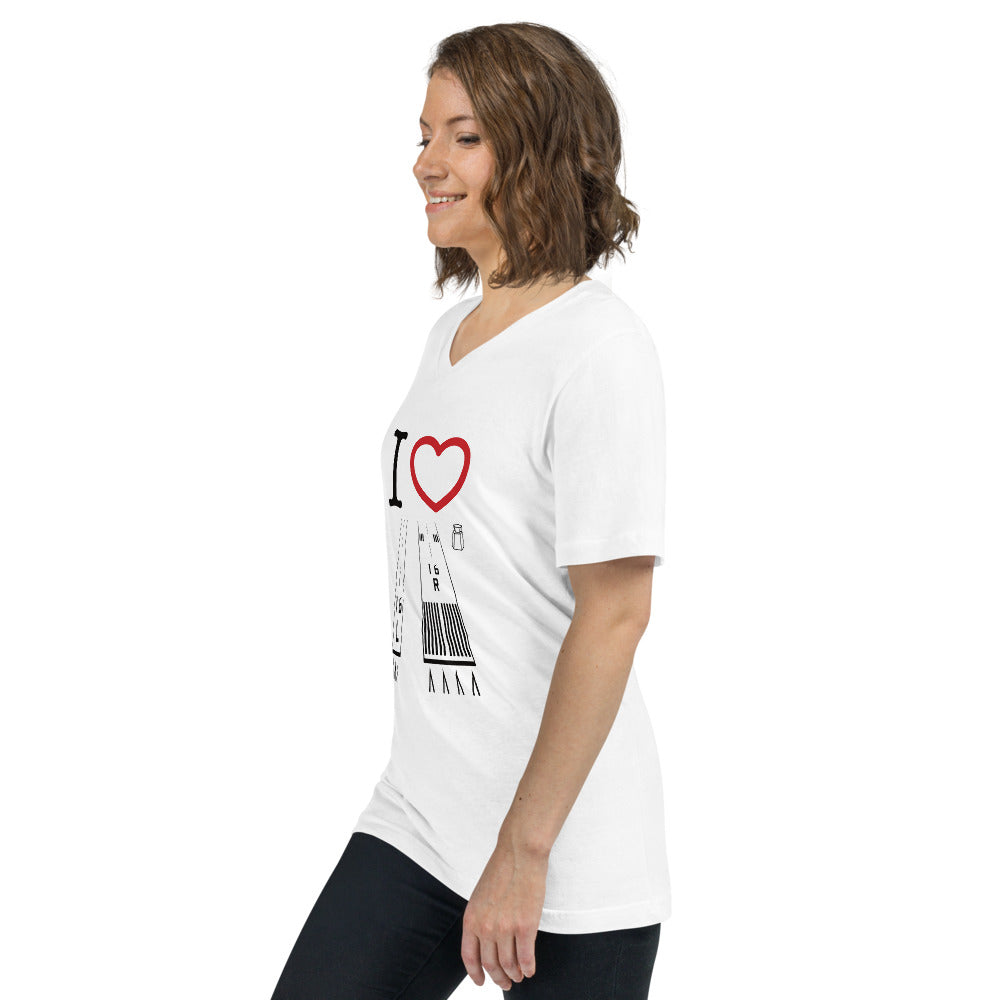 Van Nuys Airport Runways 16L and 16R - Short Sleeve V-Neck T-Shirt