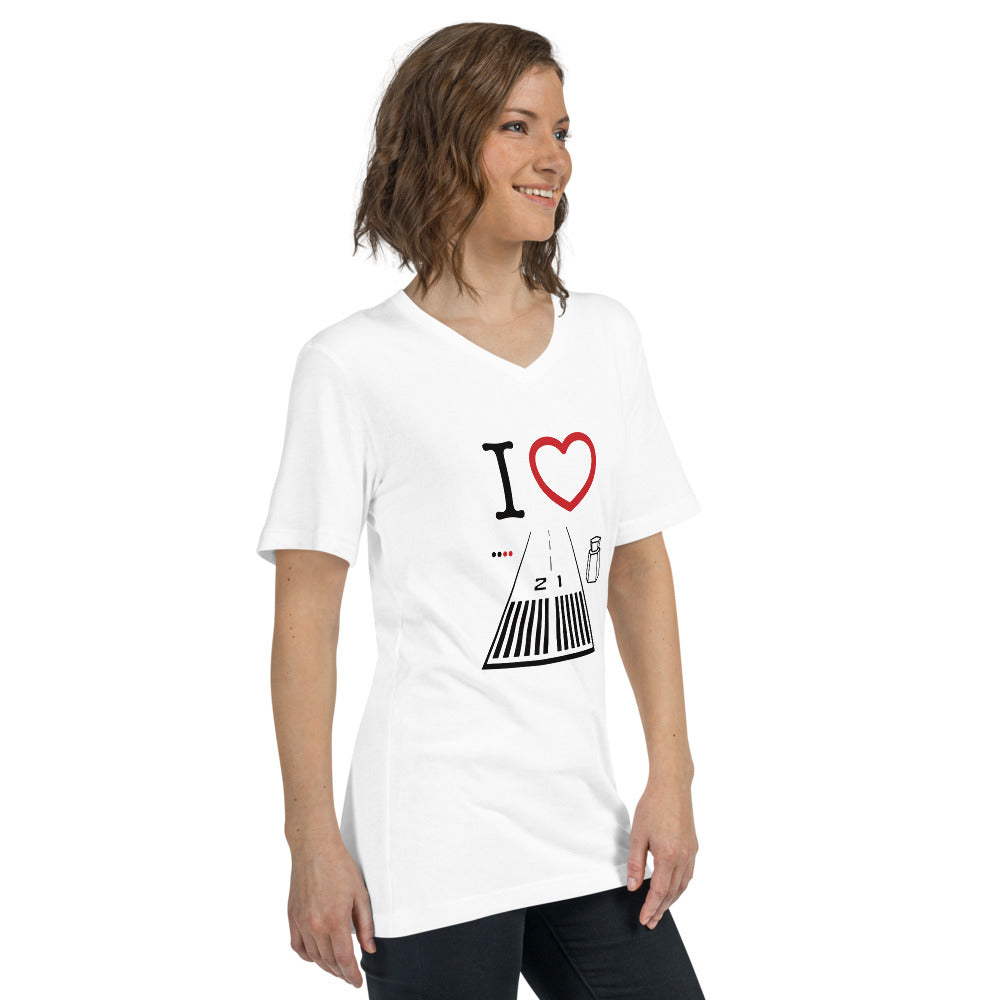 Santa Monica Airport Runway 21 - Short Sleeve V-Neck T-Shirt