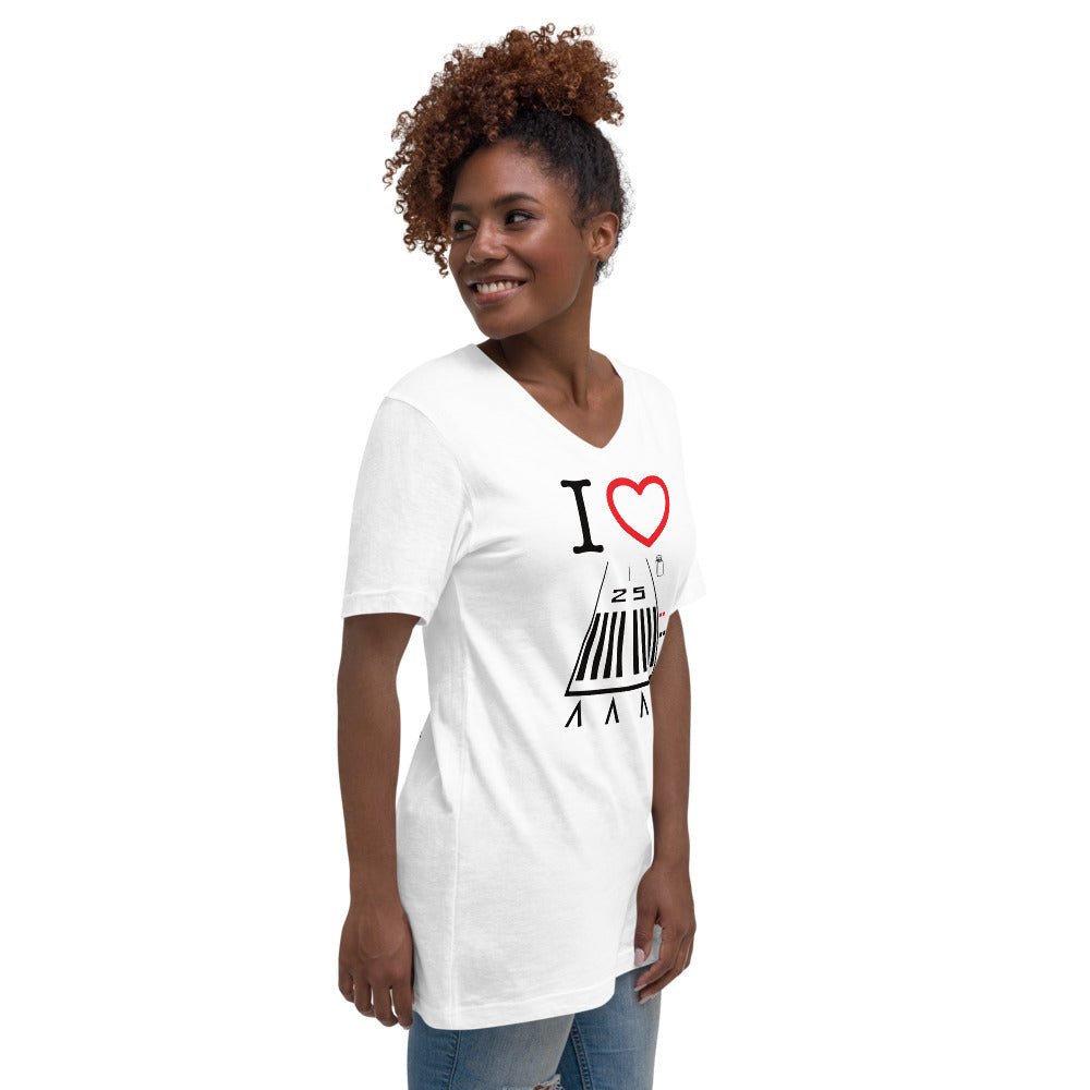Hawthorne Airport Runway 25 / Runway 7 - Short Sleeve V-Neck T-Shirt