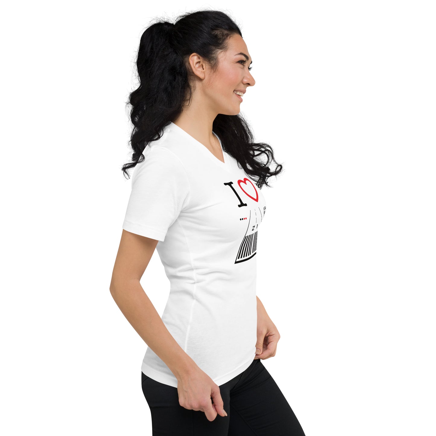 Santa Monica Airport Runway 21 / 3 - short sleeve v-neck T-Shirt (white)