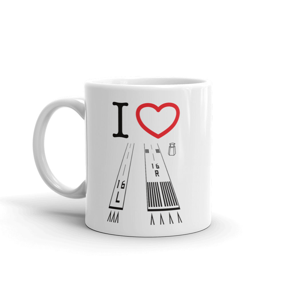 Van Nuys Airport Runways 16L-16R / 34L-34R white glossy 11oz mug