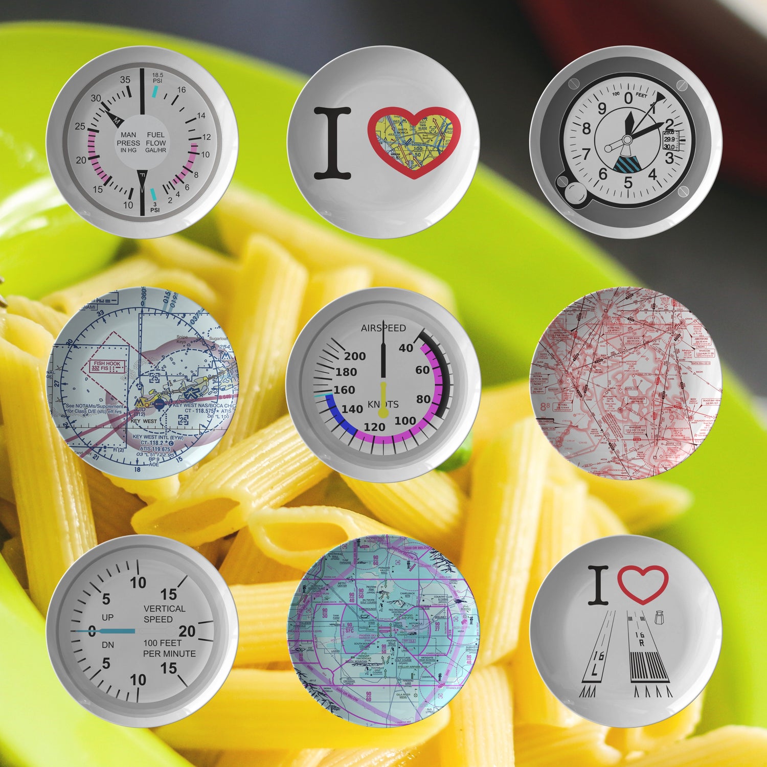 10" ThermoSāf® Polymer aviation themed dinner plates