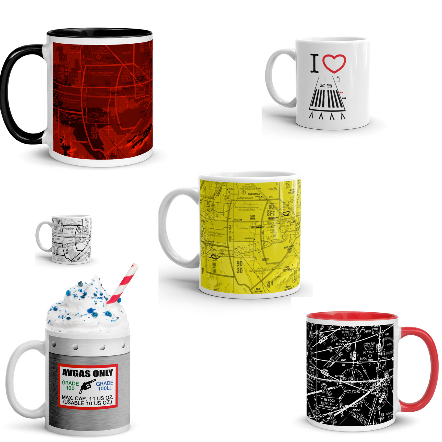 11 oz. aviation themed ceramic mugs