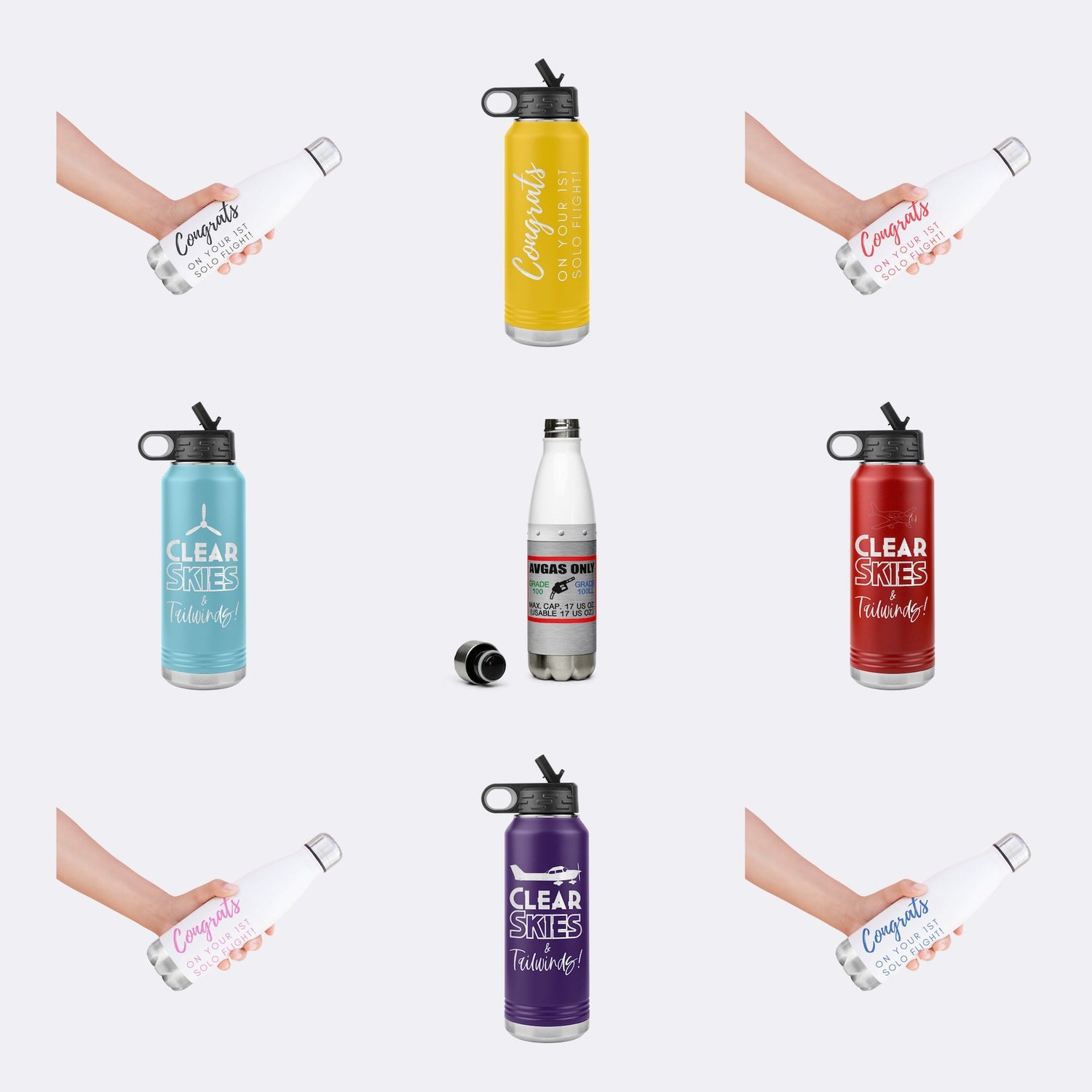 32 oz. and 20 oz. stainless steel water bottles