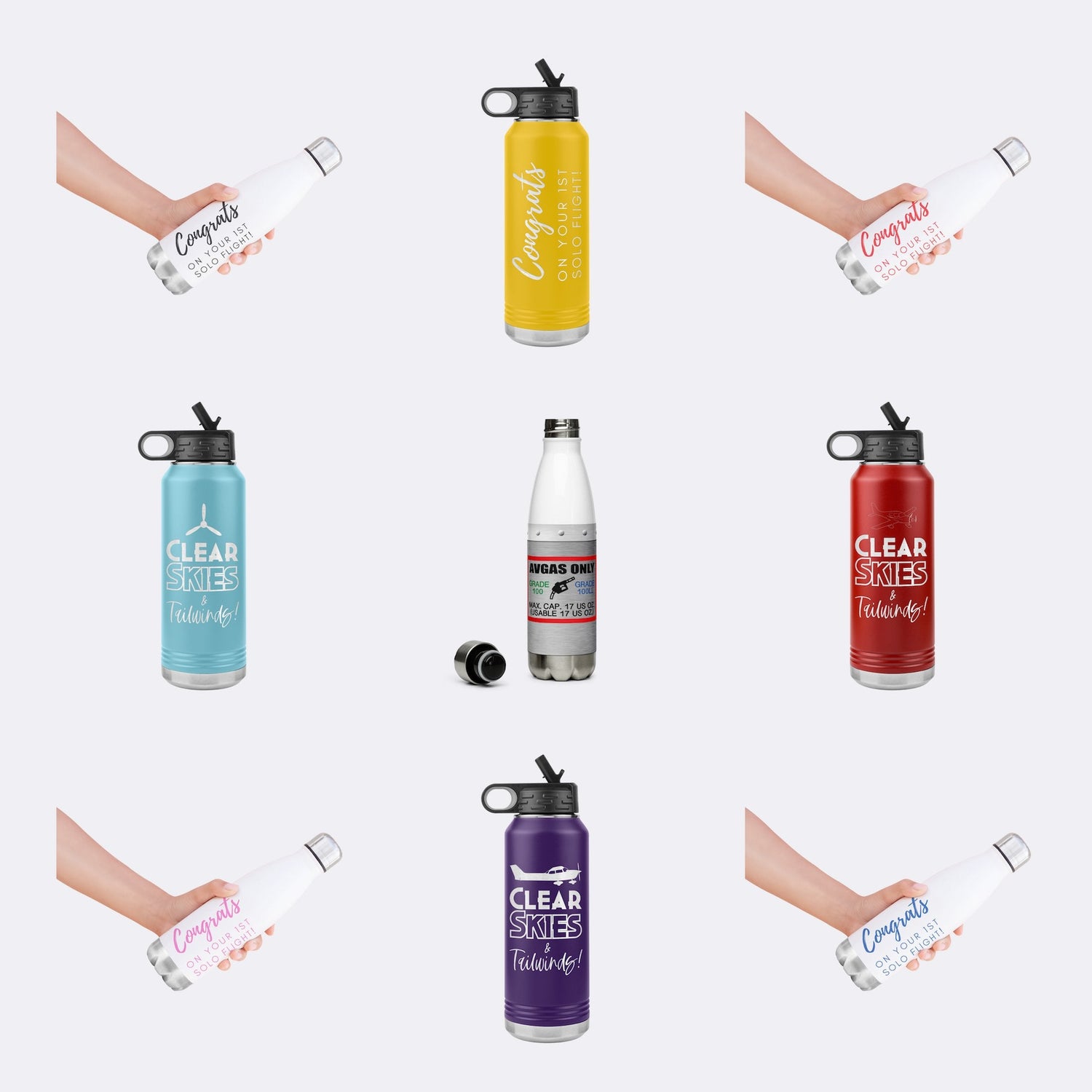 Sip in style with our 20 and 32 oz. stainless steel water bottles.