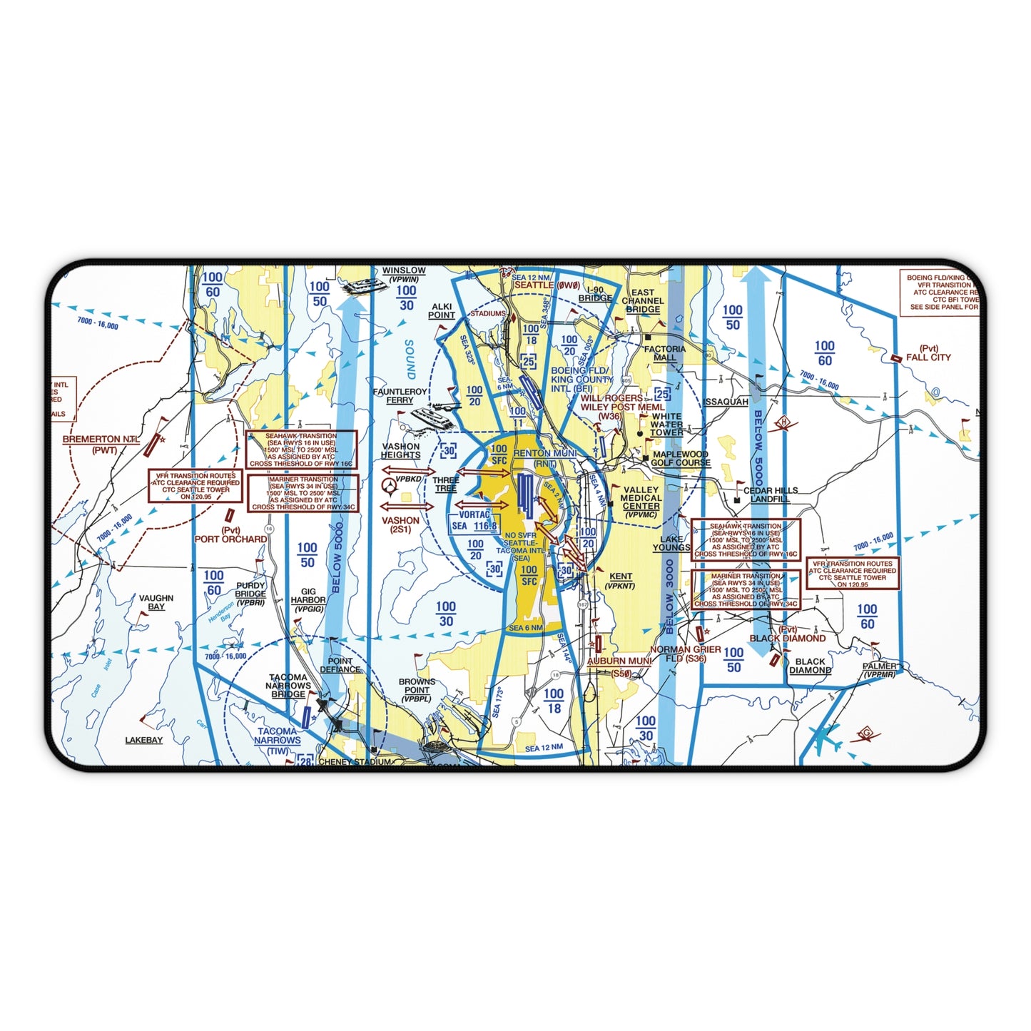 Seattle Flyway Chart desk mat