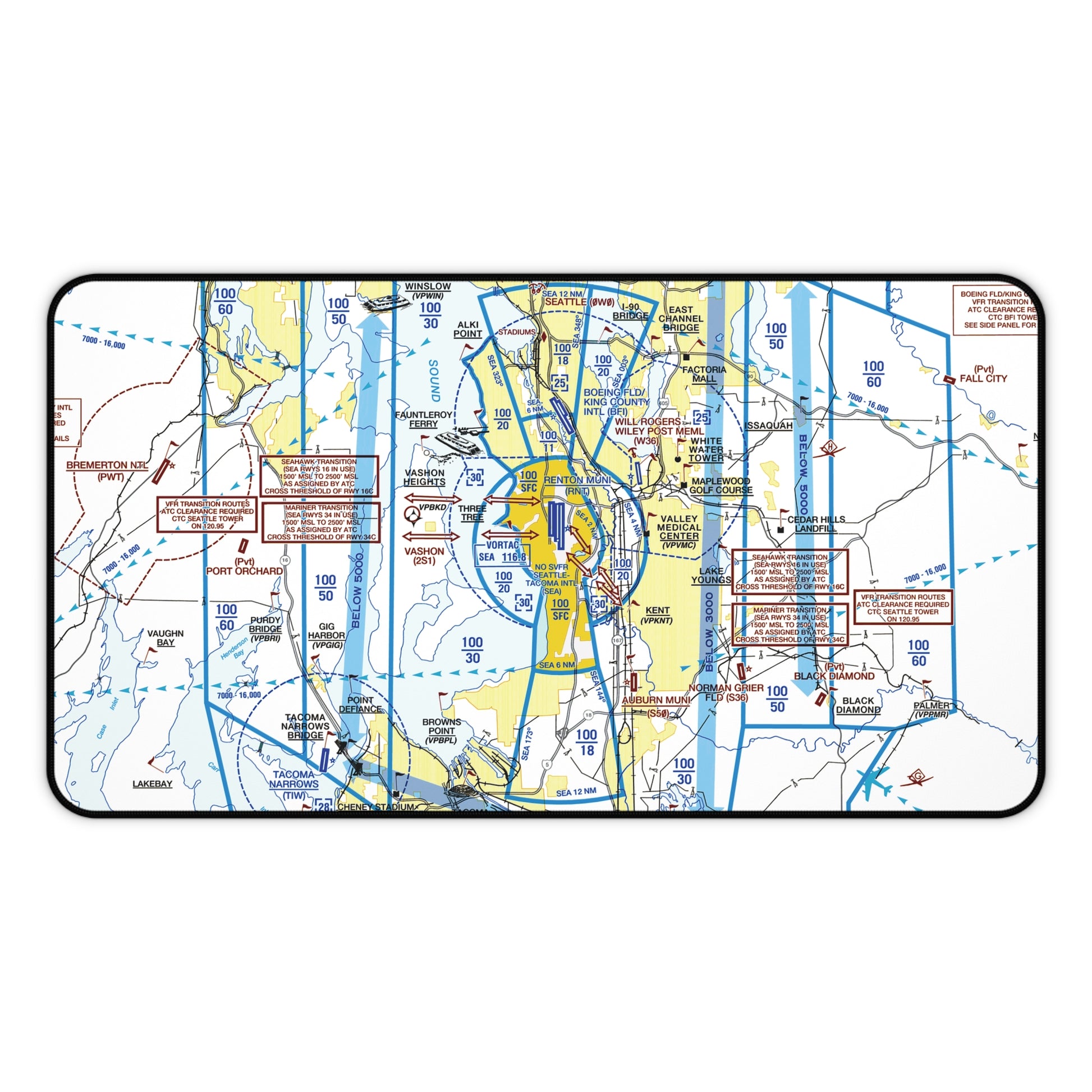 Seattle Flyway Chart desk mat
