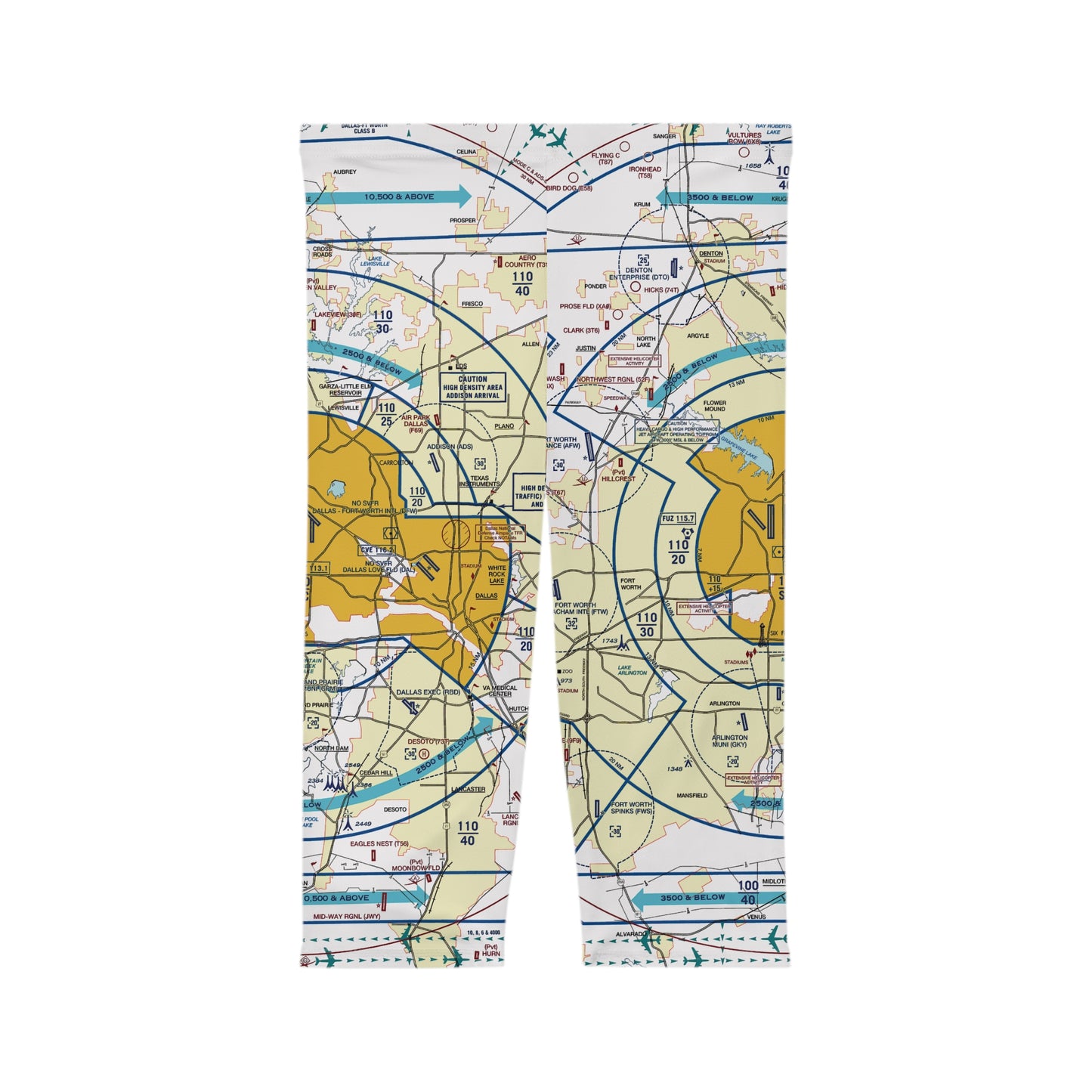 Dallas - Ft. Worth Flyway Chart capri leggings