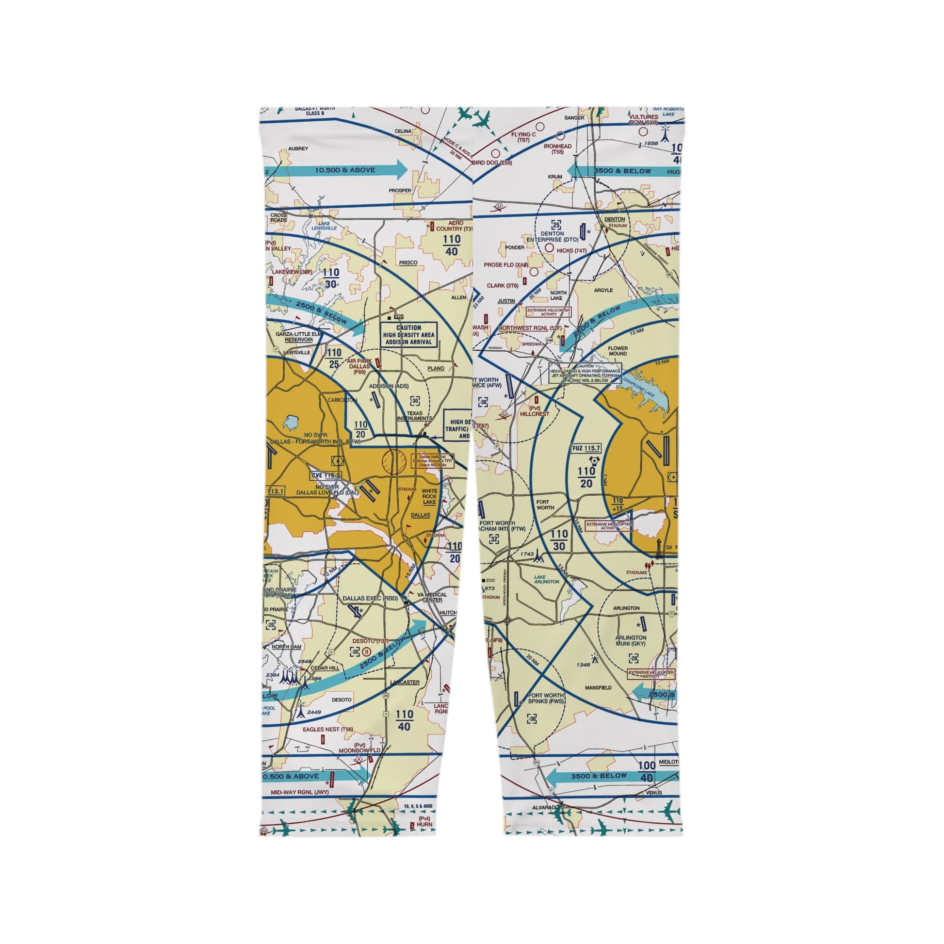 Dallas - Ft. Worth Flyway Chart capri leggings