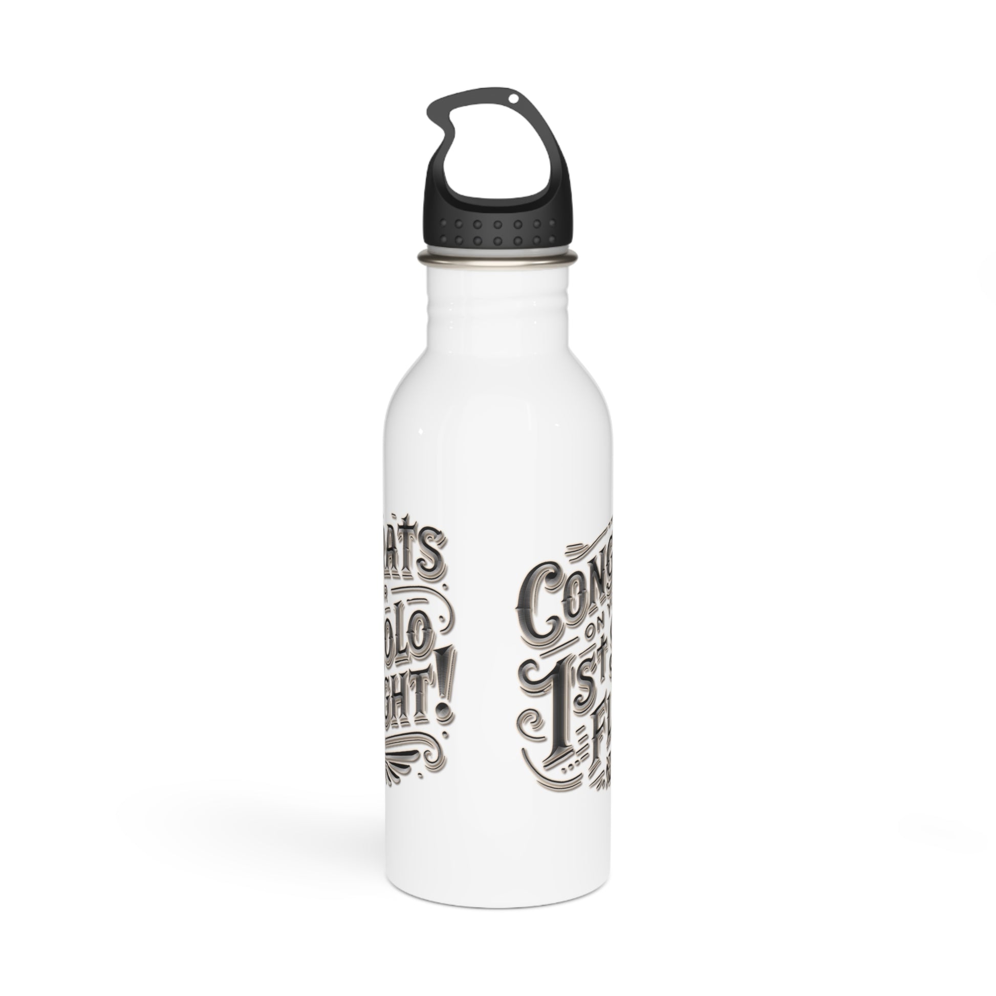 Congrats on your 1st Solo Flight! 20 oz. stainless steel water bottle (v1. silver)