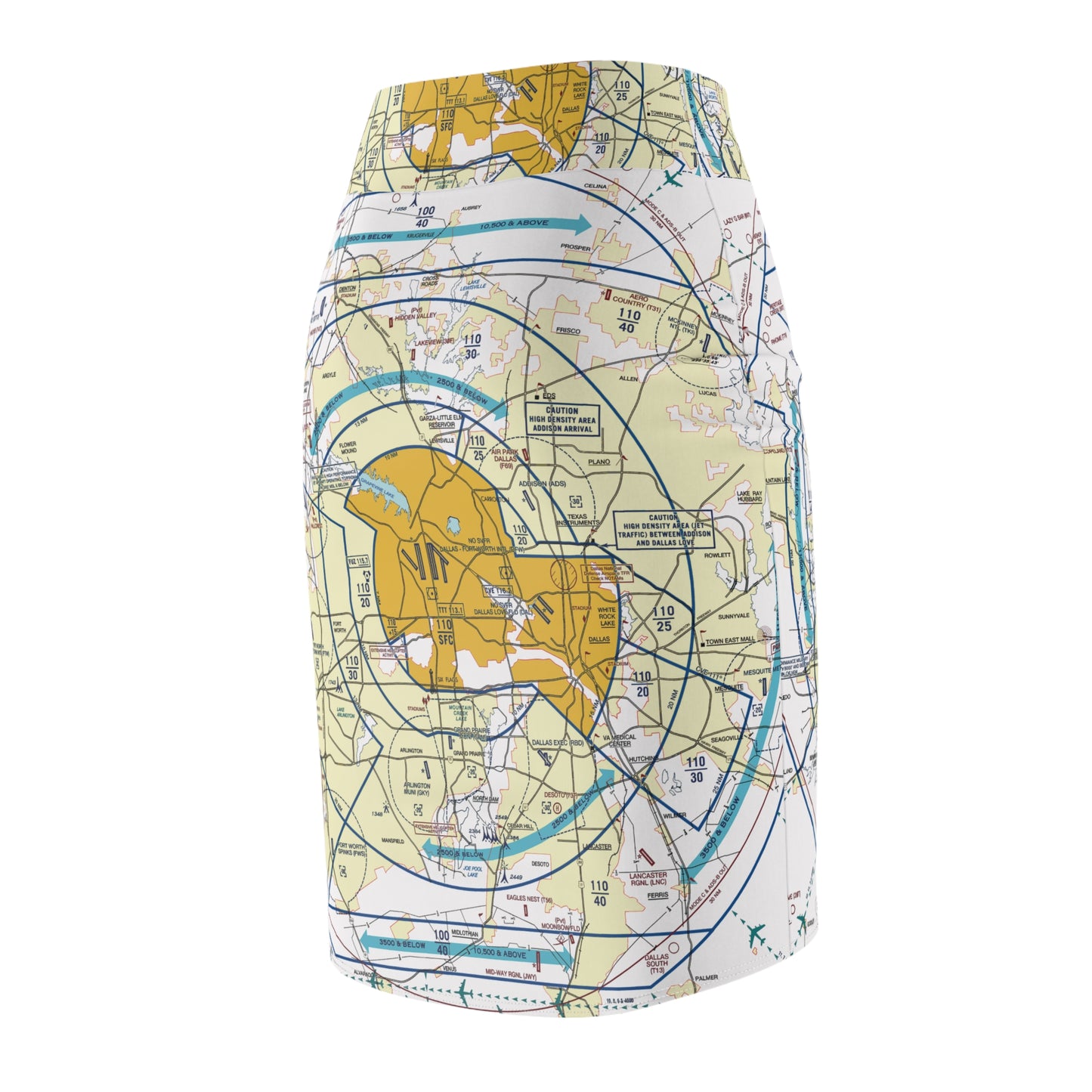 Dallas - Ft. Worth Flyway Chart pencil skirt