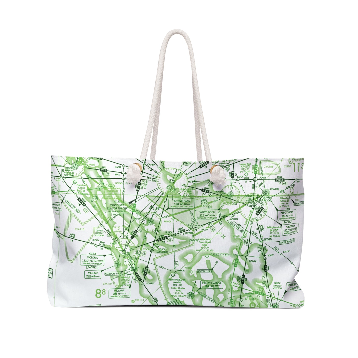 Aeronautical Chart weekender tote bag (ELUS1/green&white)
