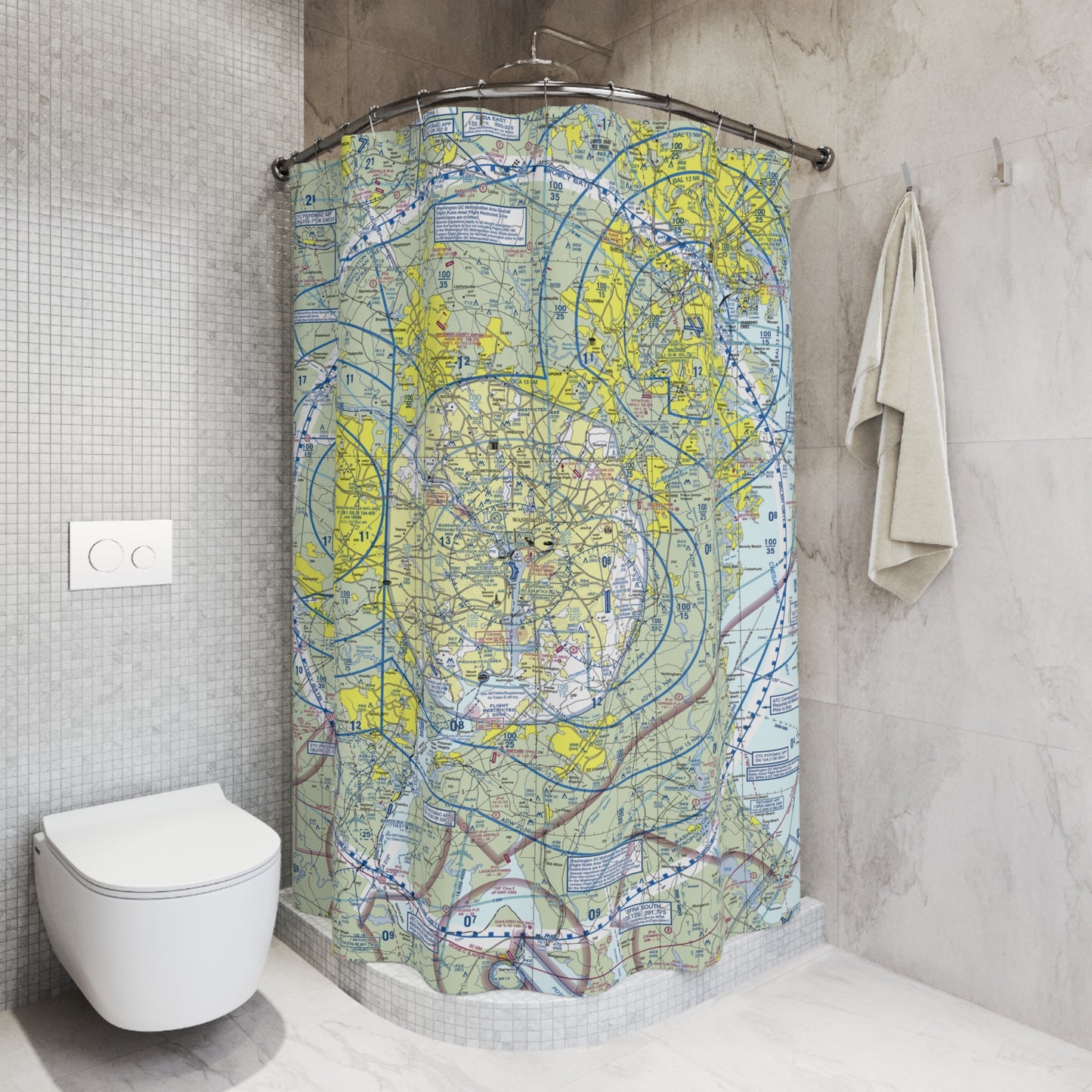 Aeronautical Chart shower curtain (KBWI/TAC)