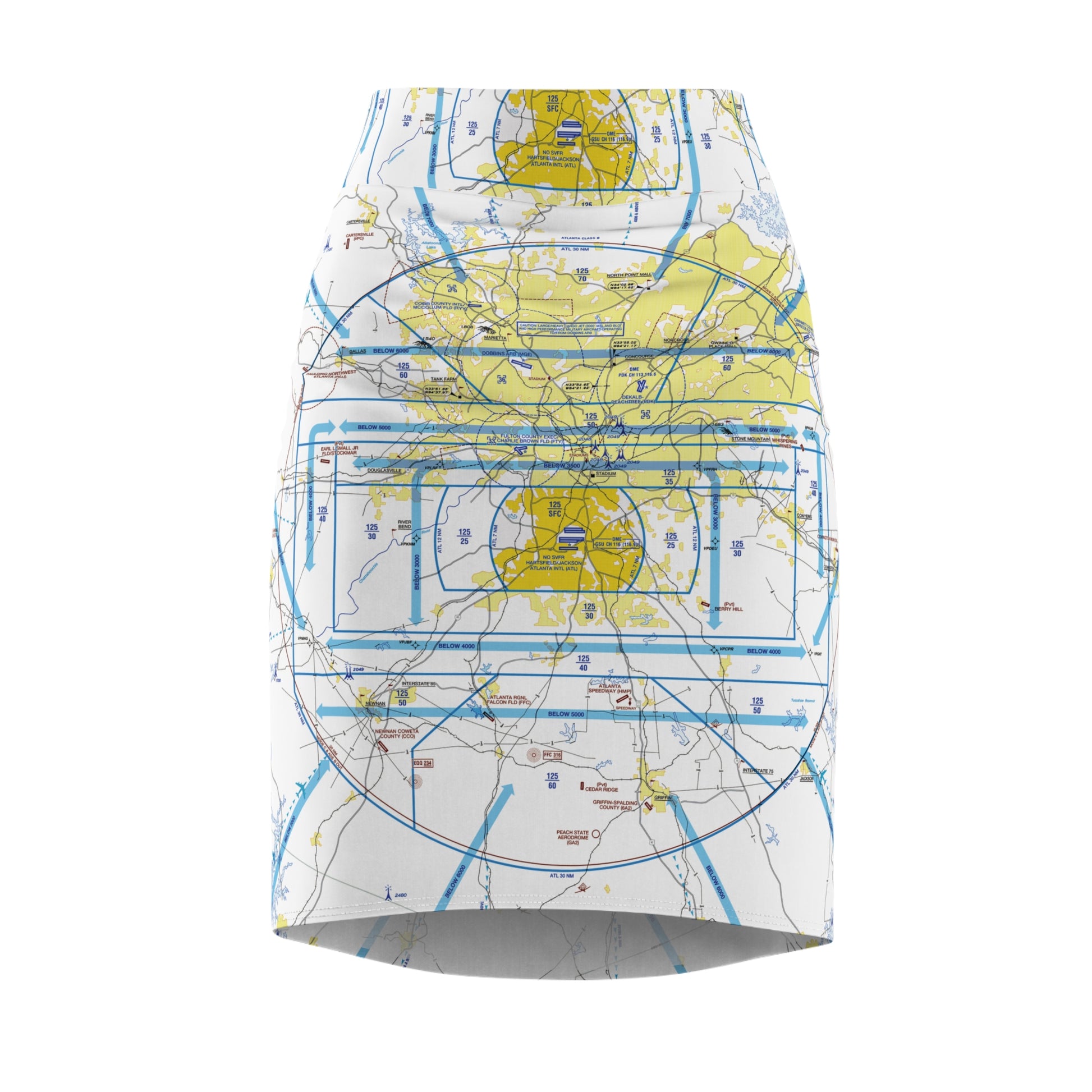 Atlanta Flyway Chart pencil skirt