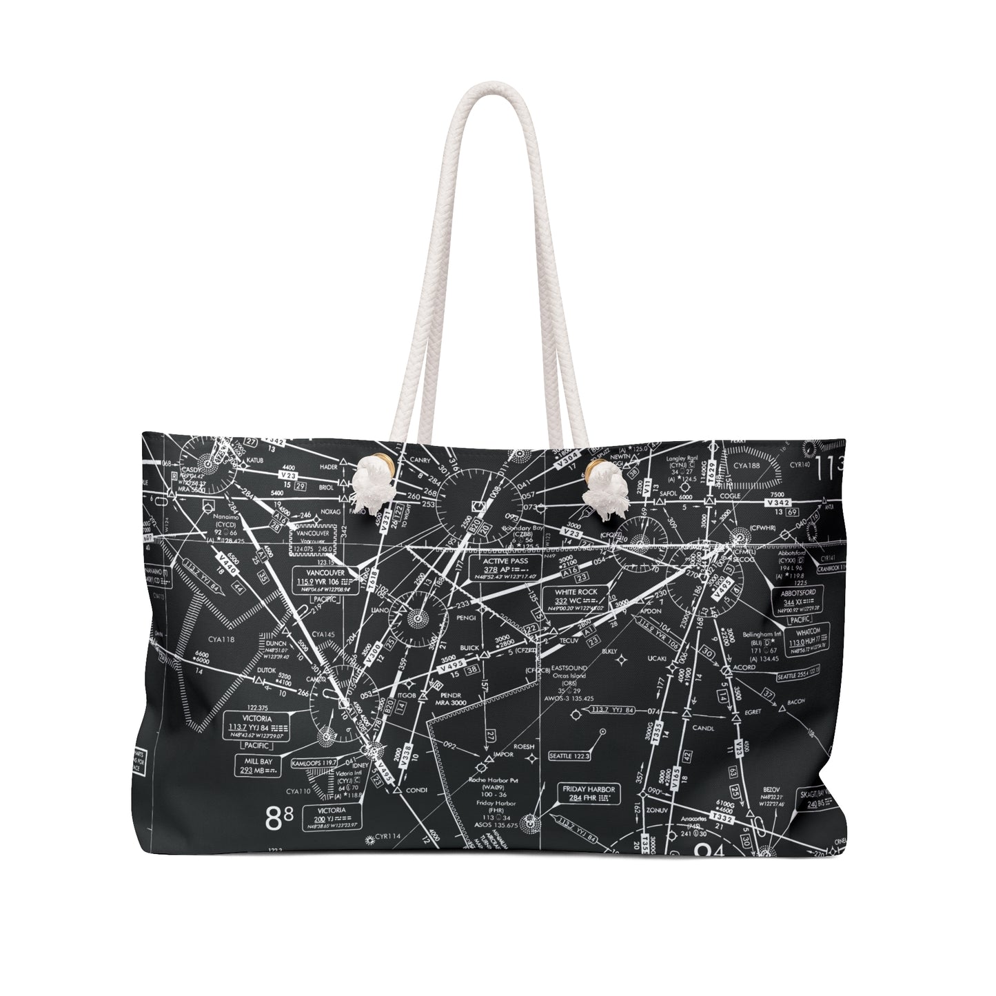 Aeronautical Chart weekender tote bag (ELUS1/b&w)