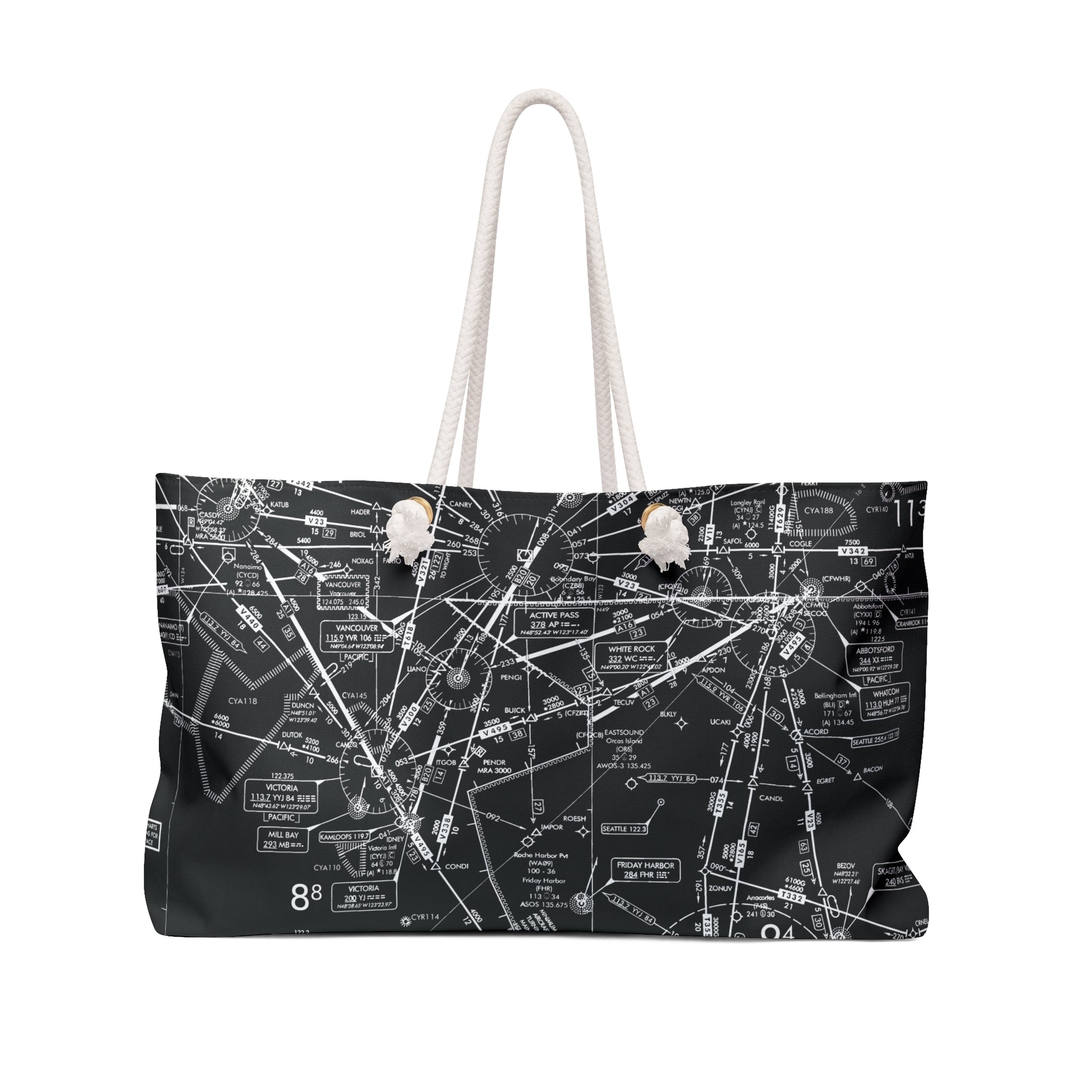 Aeronautical Chart weekender tote bag (ELUS1/b&w)