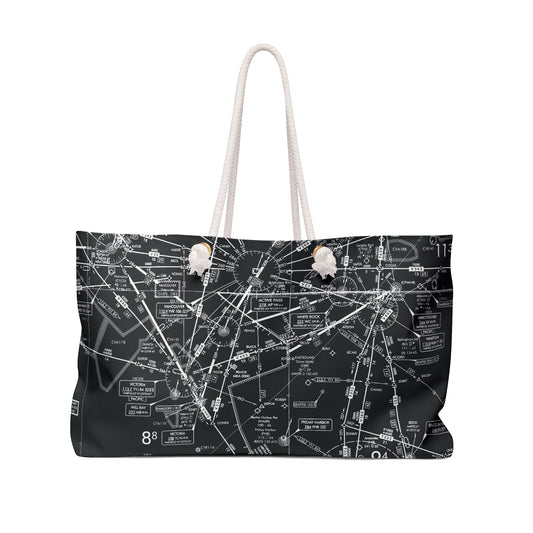 Aeronautical Chart weekender tote bag (ELUS1/b&w)