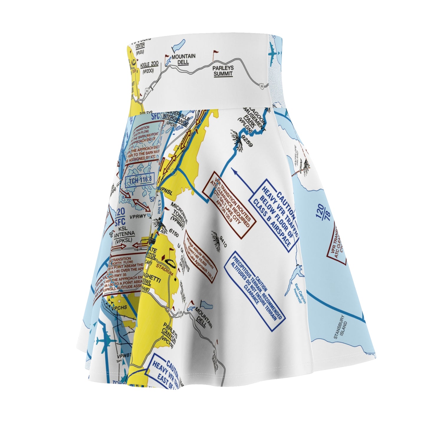 Salt Lake City Flyway Chart skater skirt