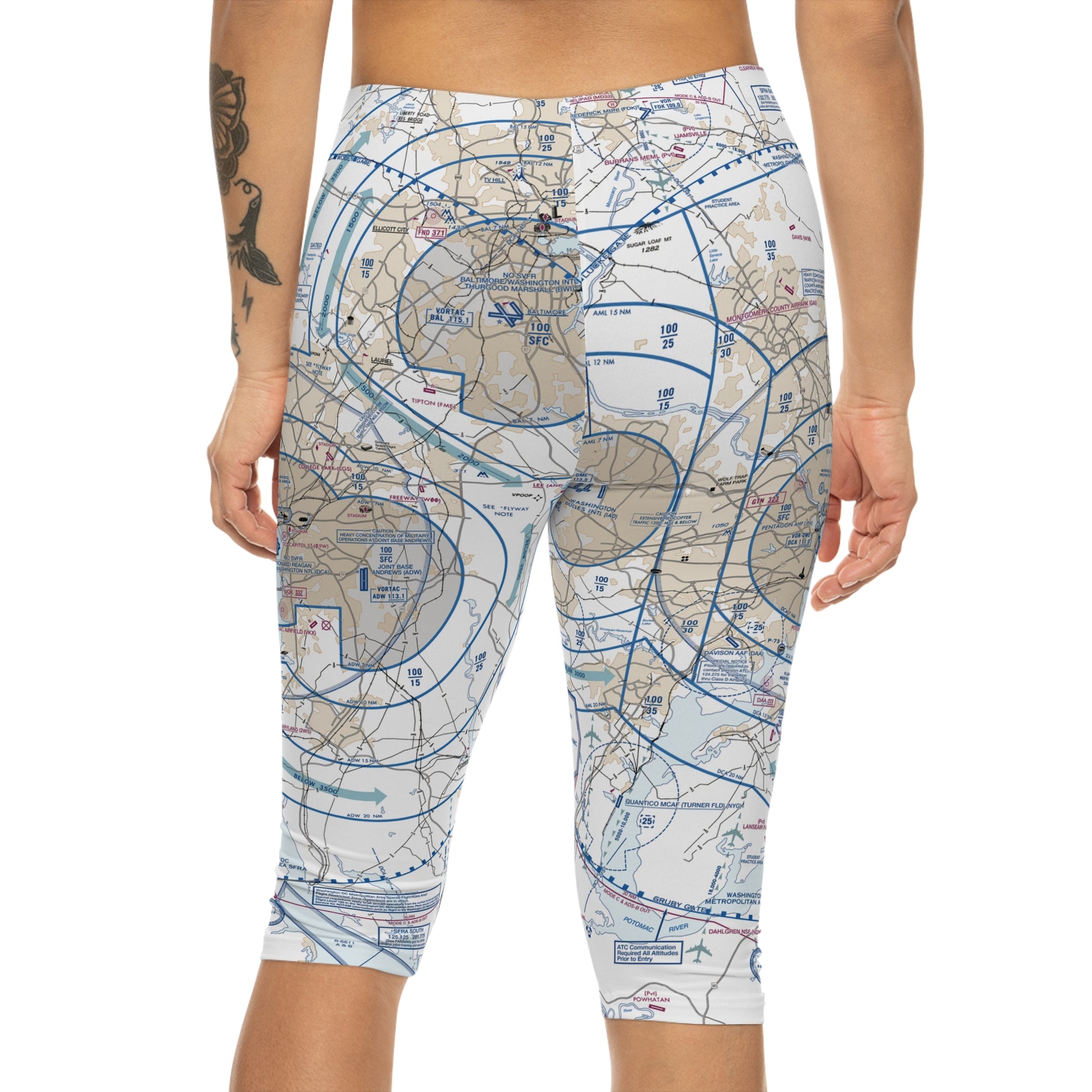 Baltimore-Washington Flyway Chart capri leggings