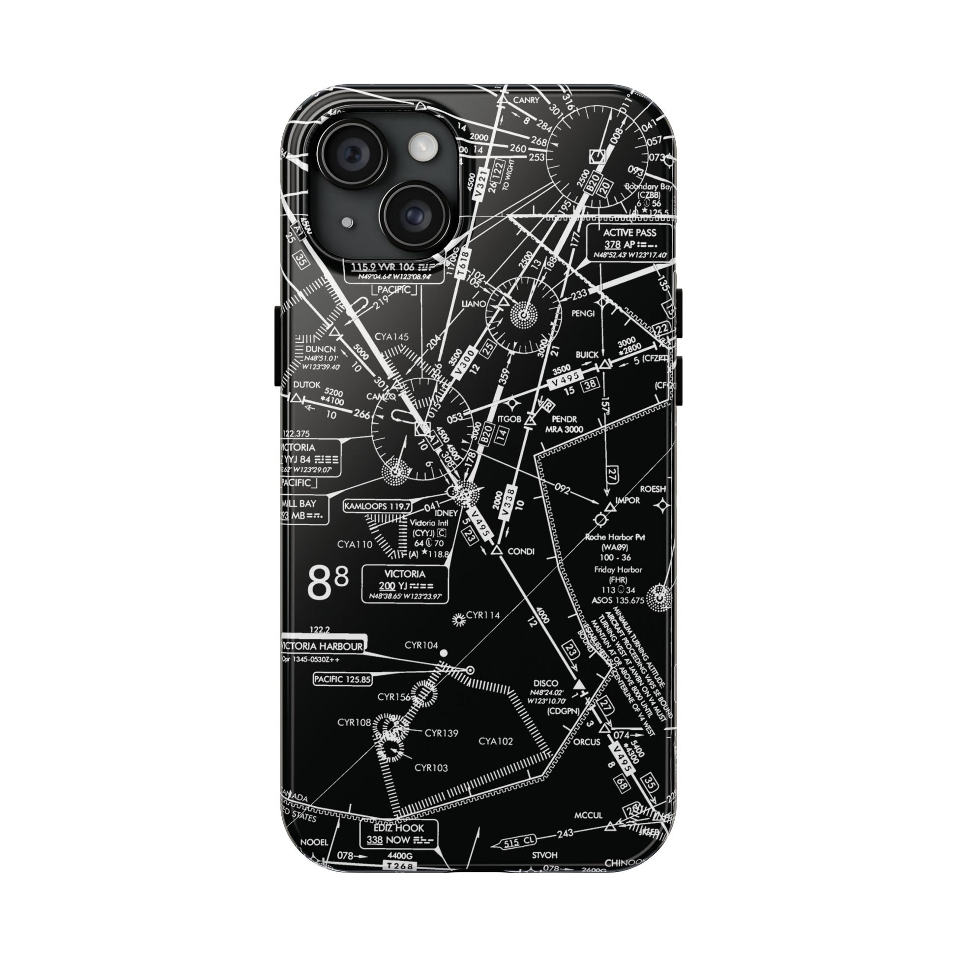 Enroute Low Altitude Chart tough phone cases (ELUS1/b&w)