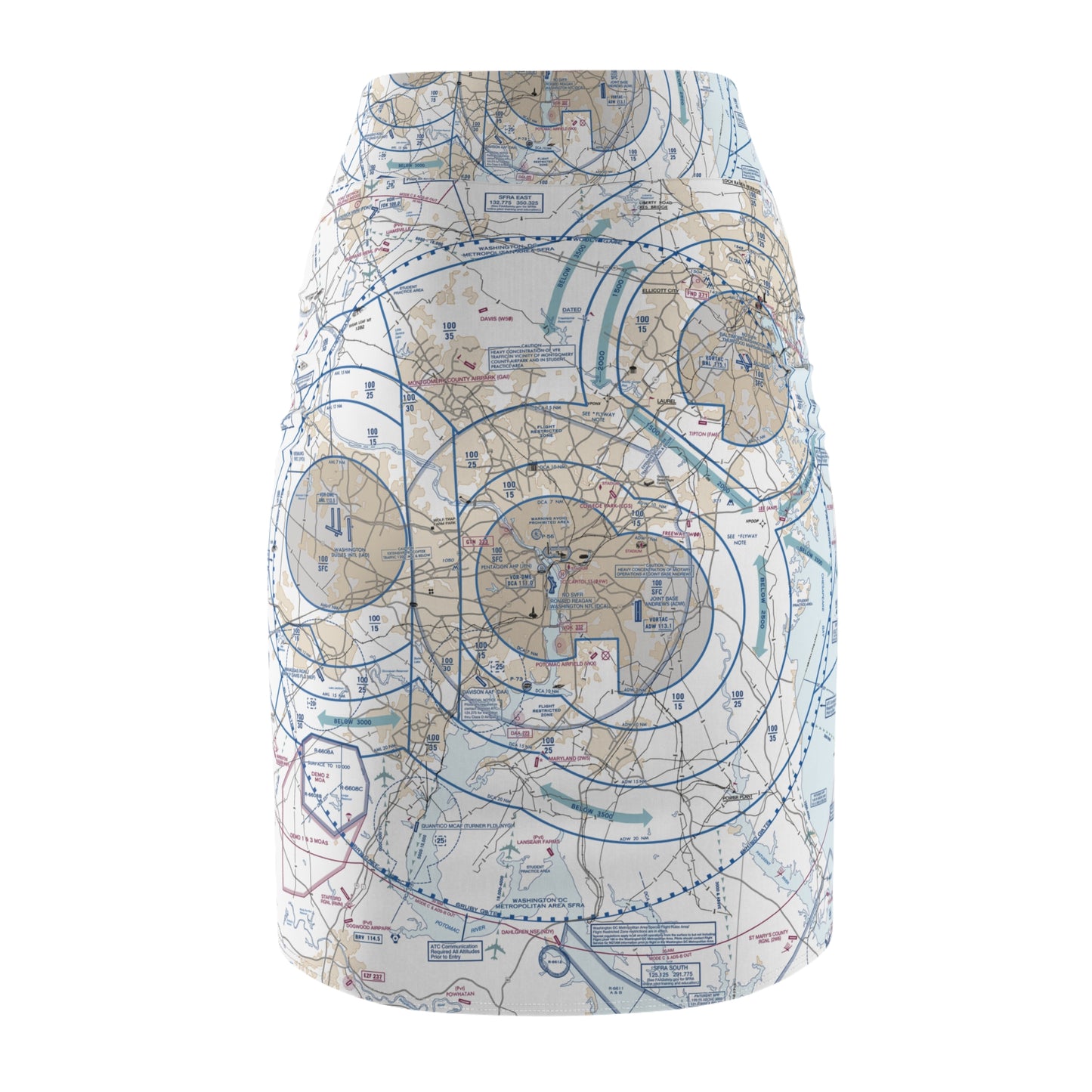 Baltimore-Washington Flyway Chart pencil skirt