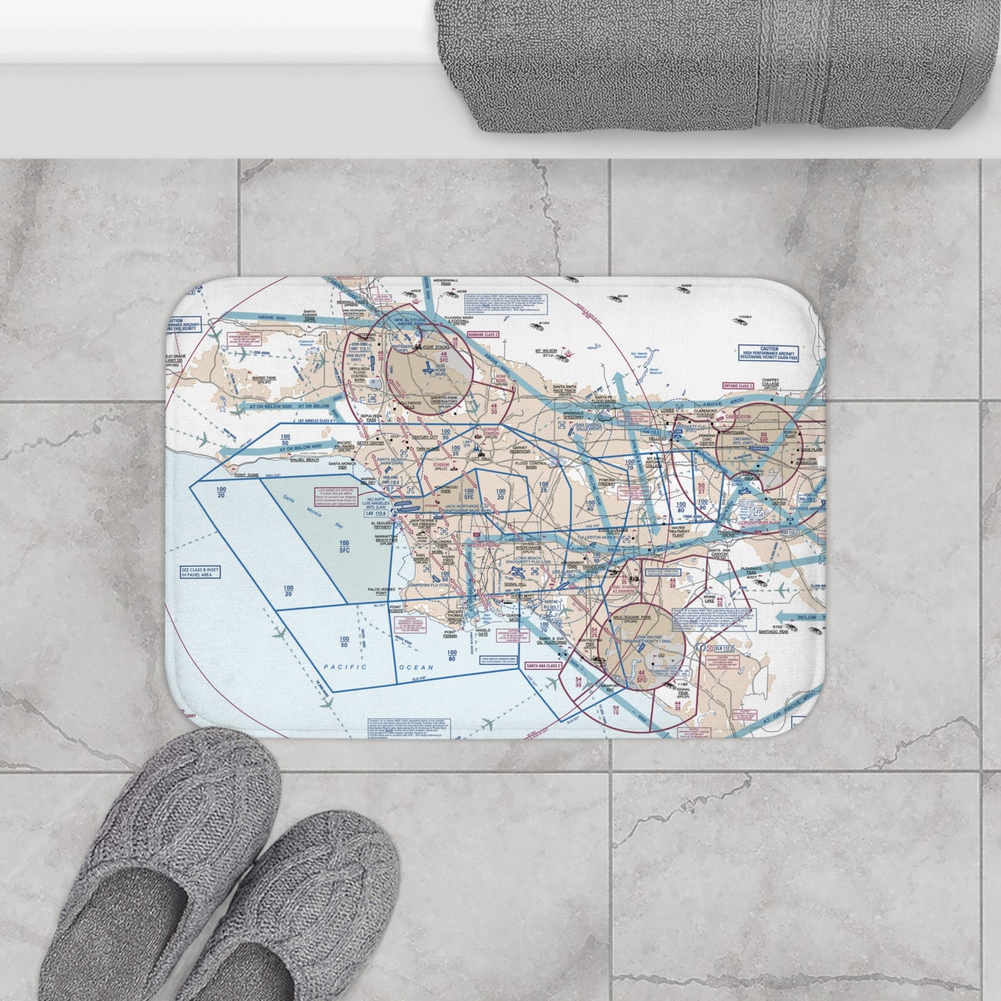 LAX Flyway Chart bath mat