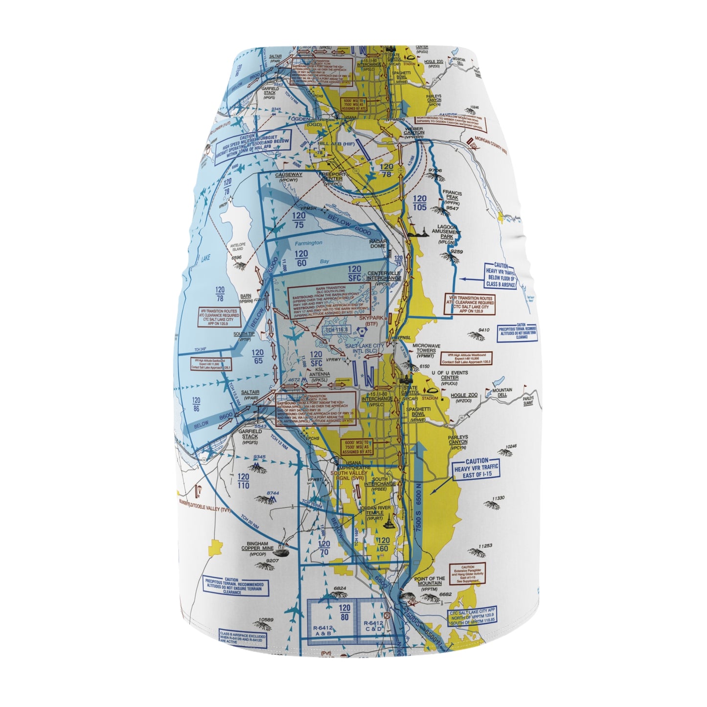 Salt Lake City Flyway Chart pencil skirt