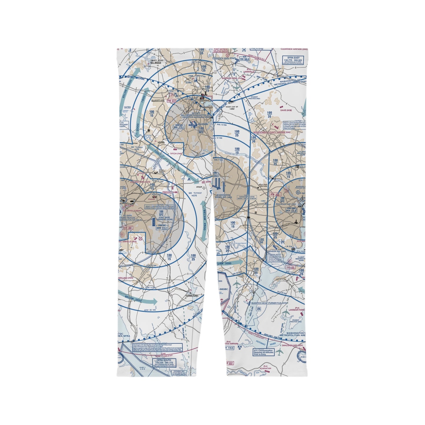 Baltimore-Washington Flyway Chart capri leggings