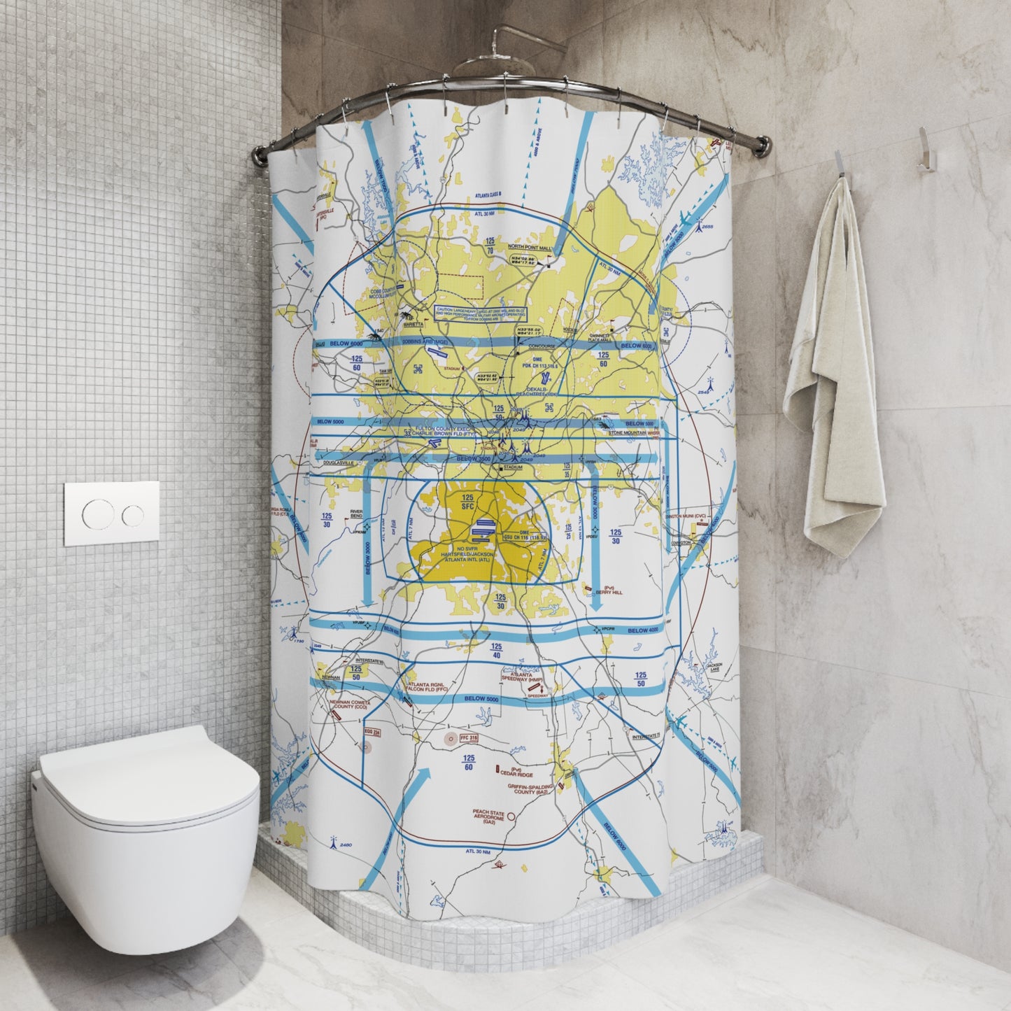 Aeronautical Chart shower curtain (KATL/Flyway)