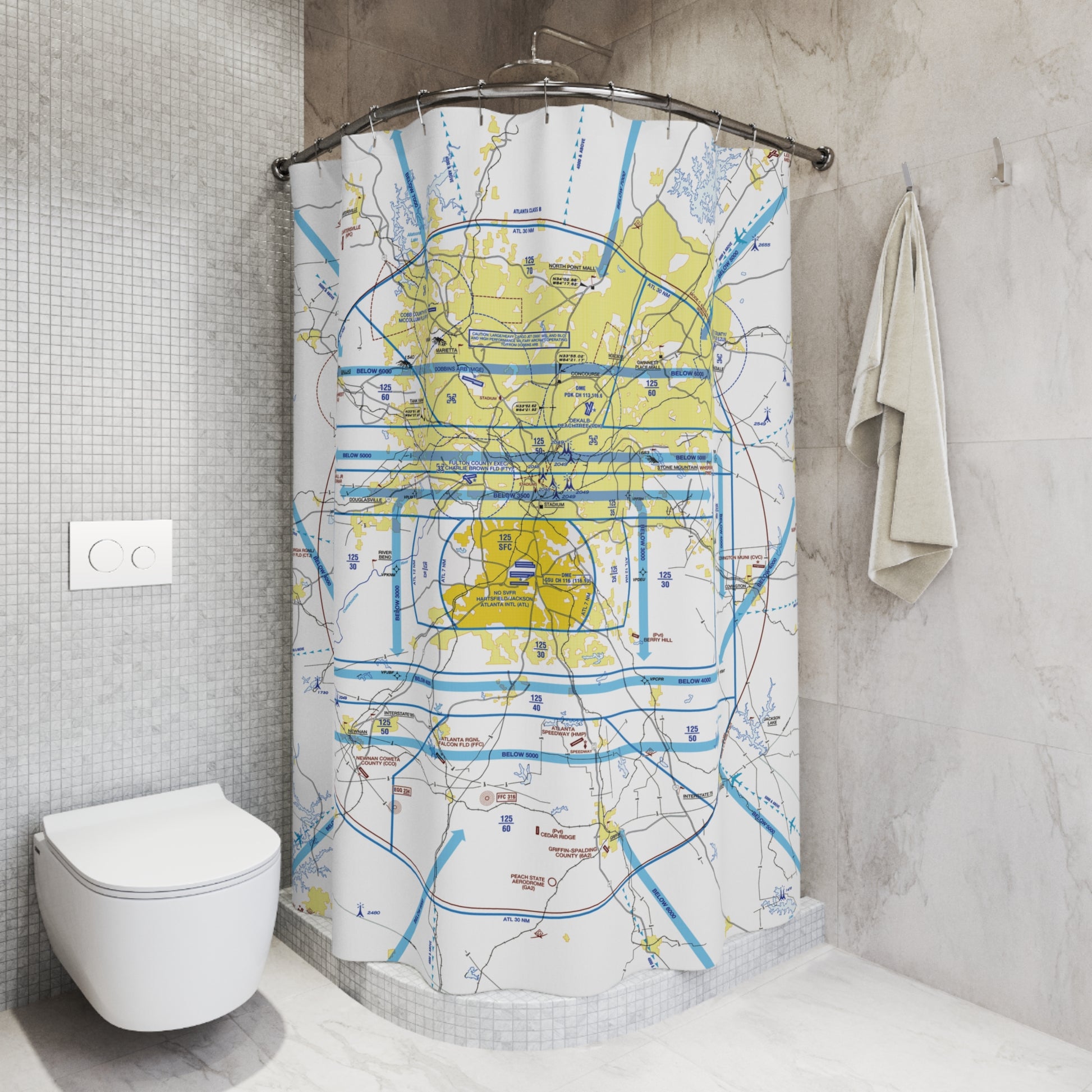 Aeronautical Chart shower curtain (KATL/Flyway)